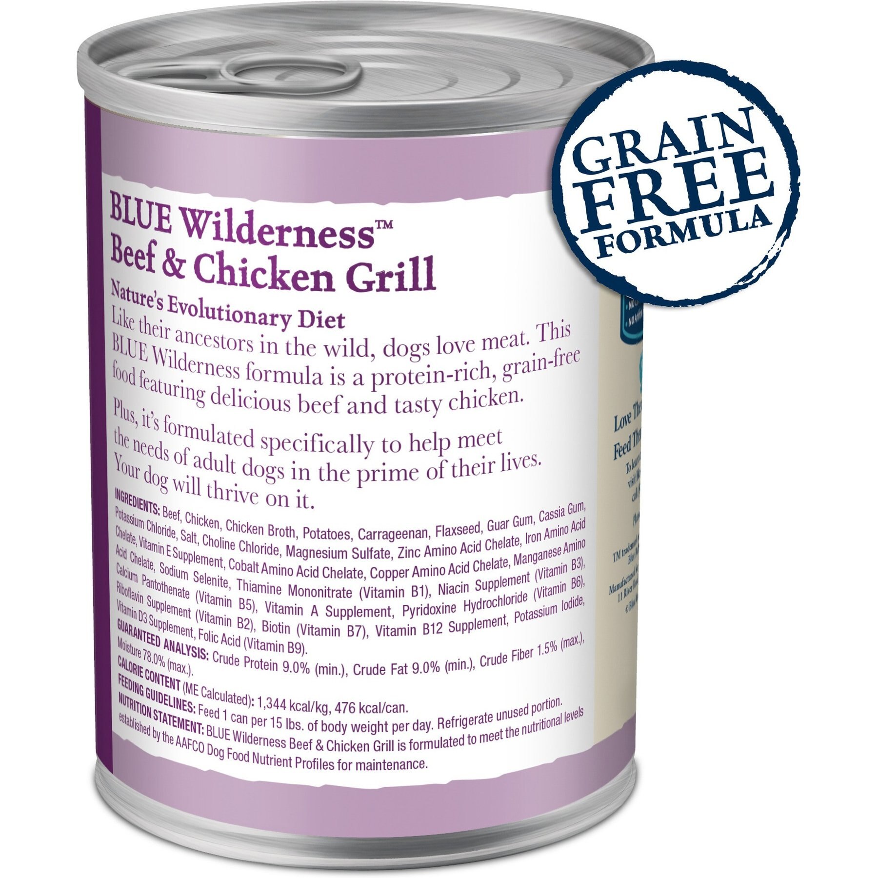 Blue Buffalo Wilderness Beef & Chicken Grill Grain-Free Canned Dog Food
