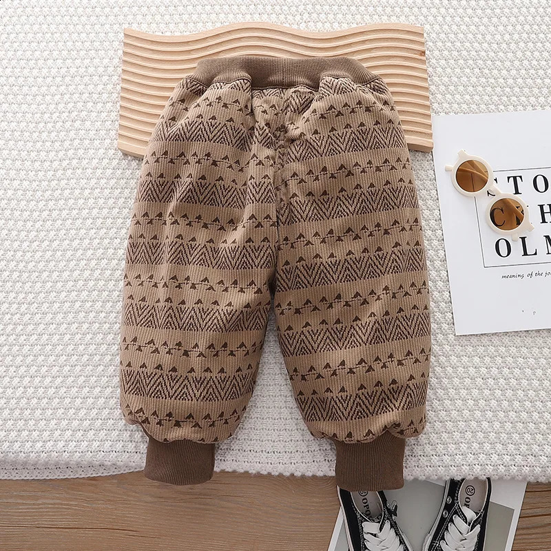 Childrens clothing boys winter casual/flannel double-layer cotton striped pants childrens autumn and winter clothing pants 241121