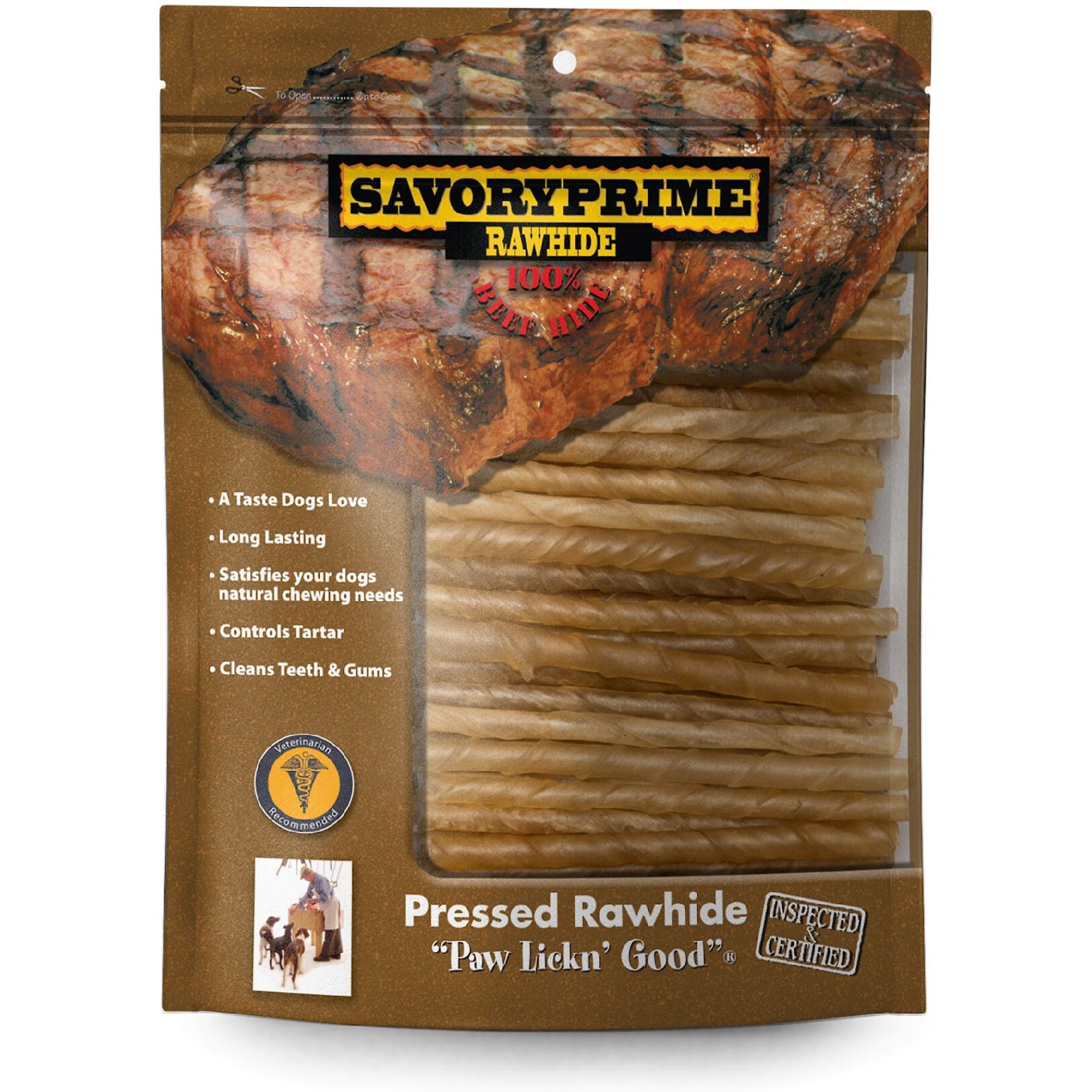 Savory Prime Natural Rawhide Twists Dog Treats, 5-in