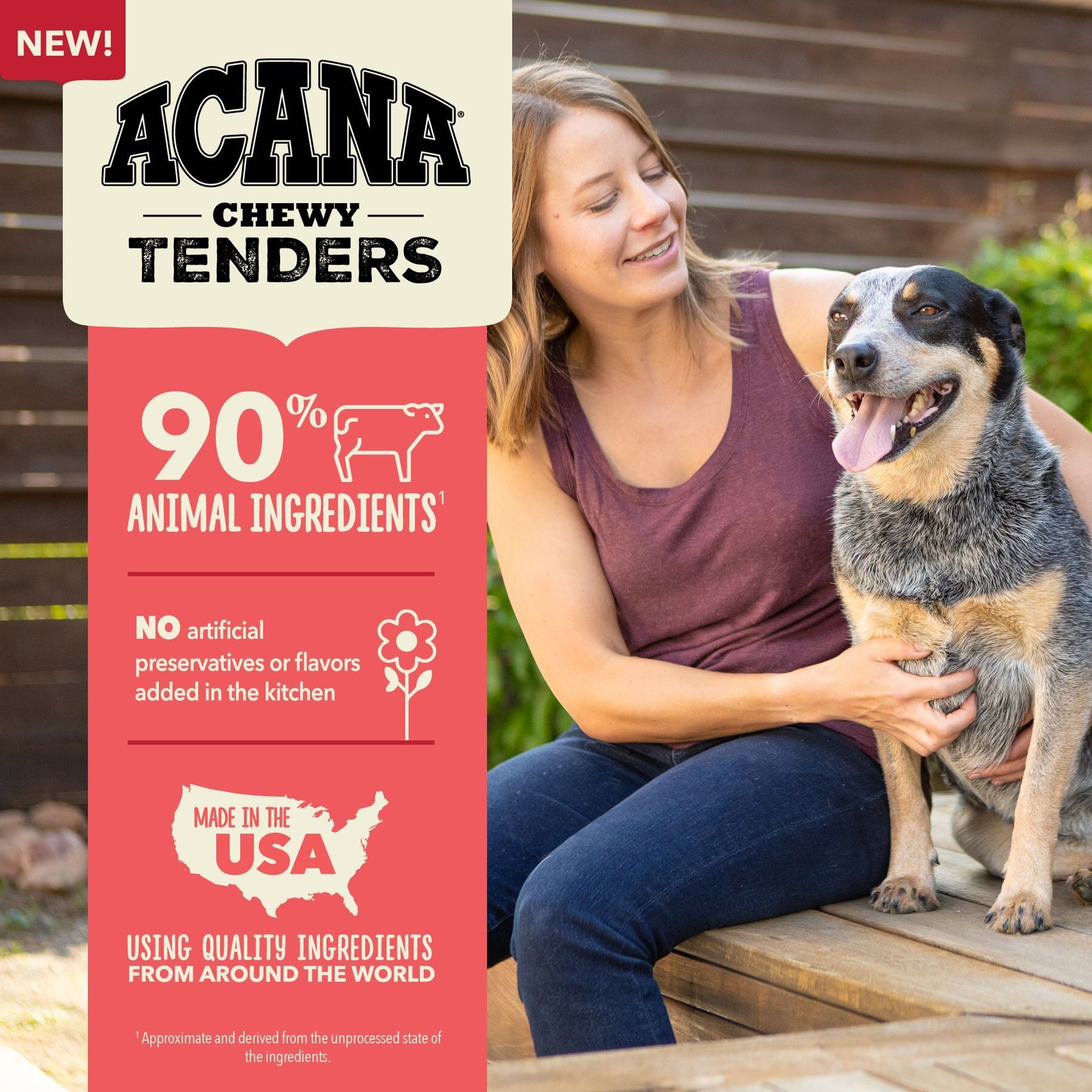 ACANA Chewy Tenders Beef Jerky Dog Treats, 4-oz bag