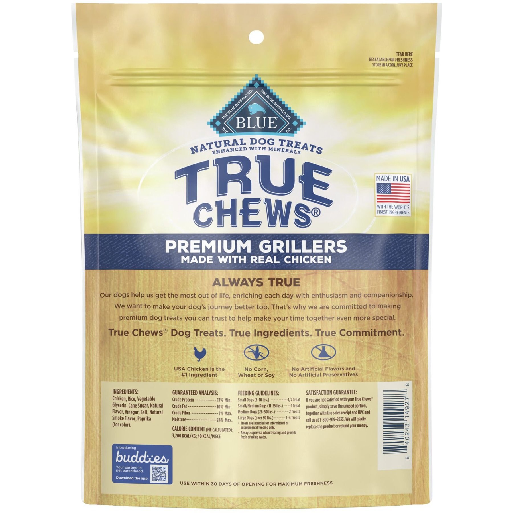 Blue Buffalo True Chews Premium Grillers Natural Chicken Dog Treats