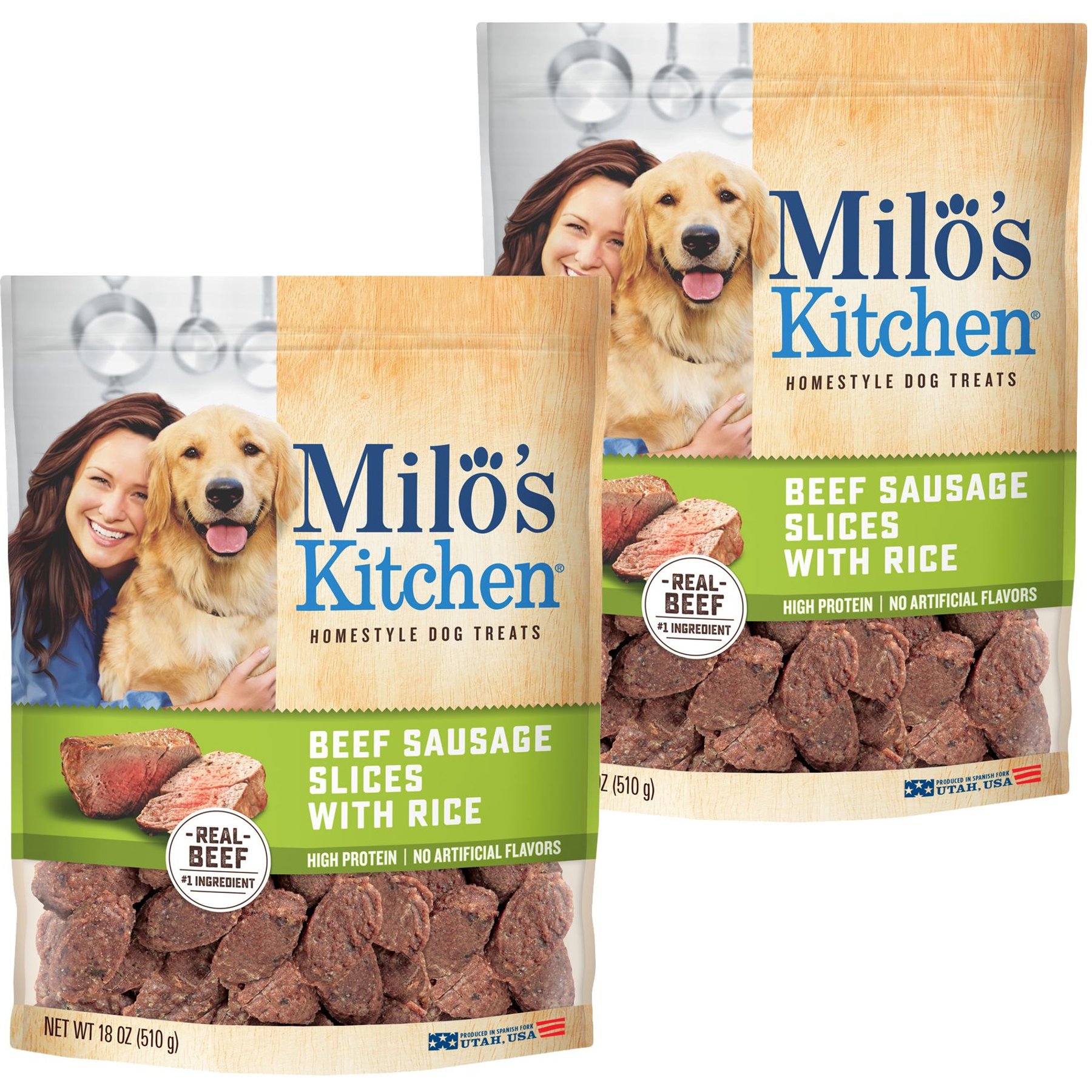 Milo's Kitchen Beef Sausage Slices with Rice Dog Treats