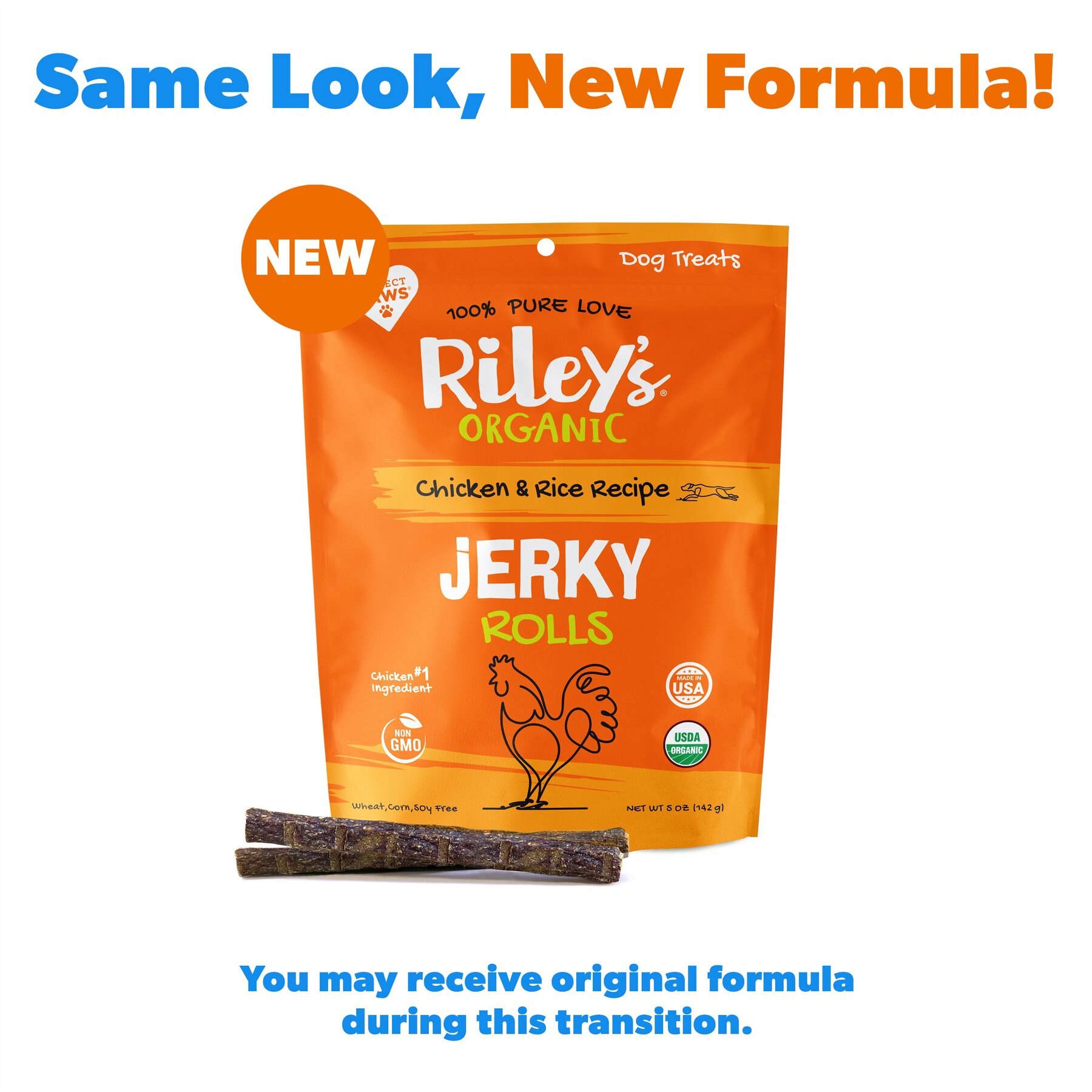 Riley's Jerky Rolls Chicken & Rice Recipe Dog Treats, 5-oz pouch
