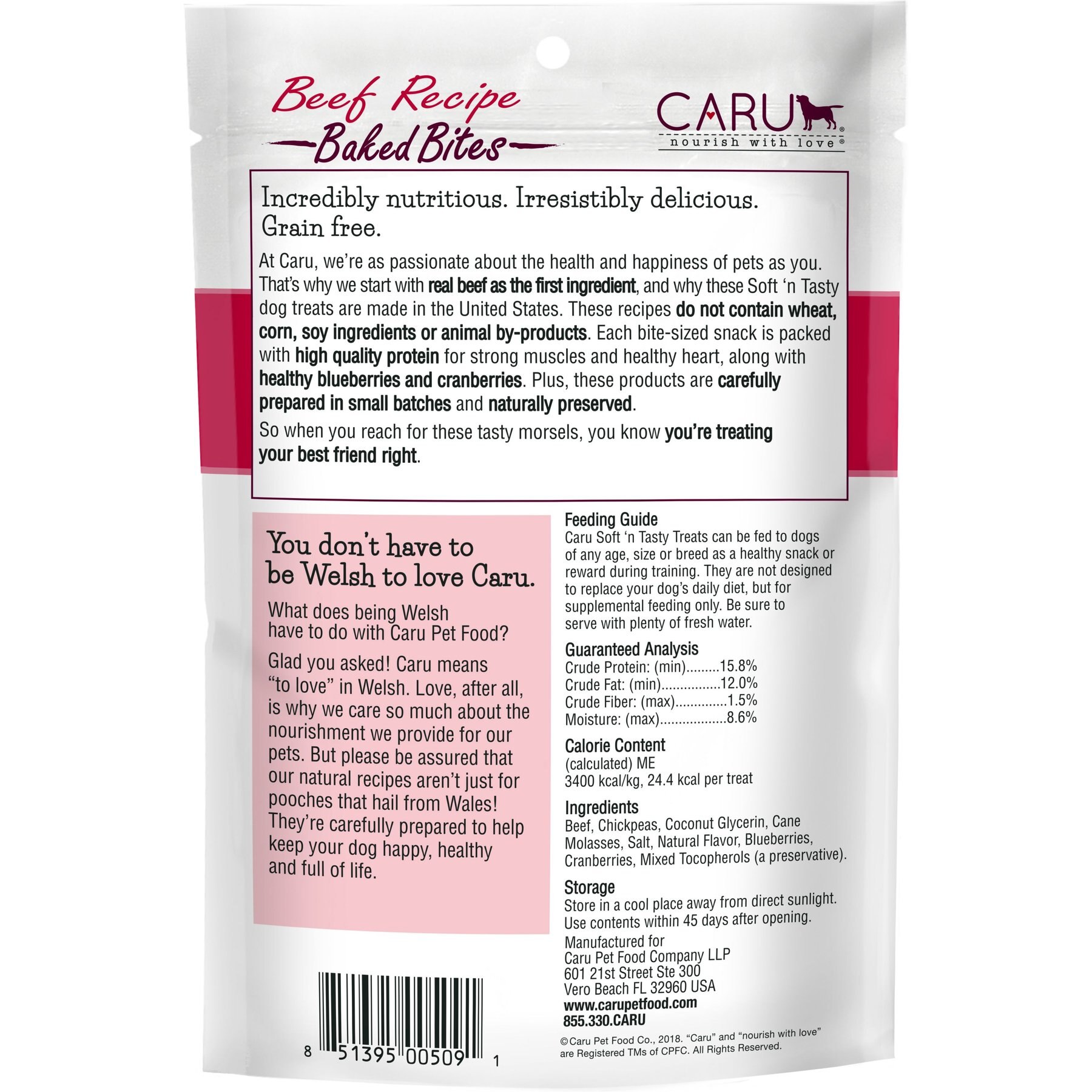 Caru Soft 'n Tasty Baked Bites Beef Recipe Grain-Free Dog Treats