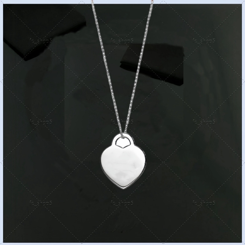 sterling silver jewelry 925 heart necklace jewelry designers pendant necklace Vintage 18k gold plated double heart silver chain stainless steel necklaces gift 8f1