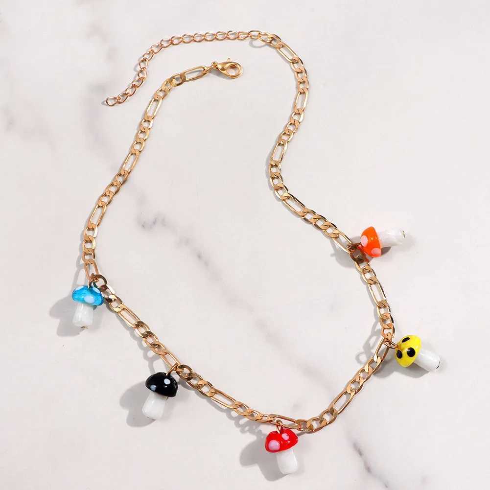 Pendant Necklaces Stainless steel Ball Link Chain Necklace for Women Cute Gummy Bear Mushroom Pendant Silver Color Necklaces Punk Handmade Jewelry Y24