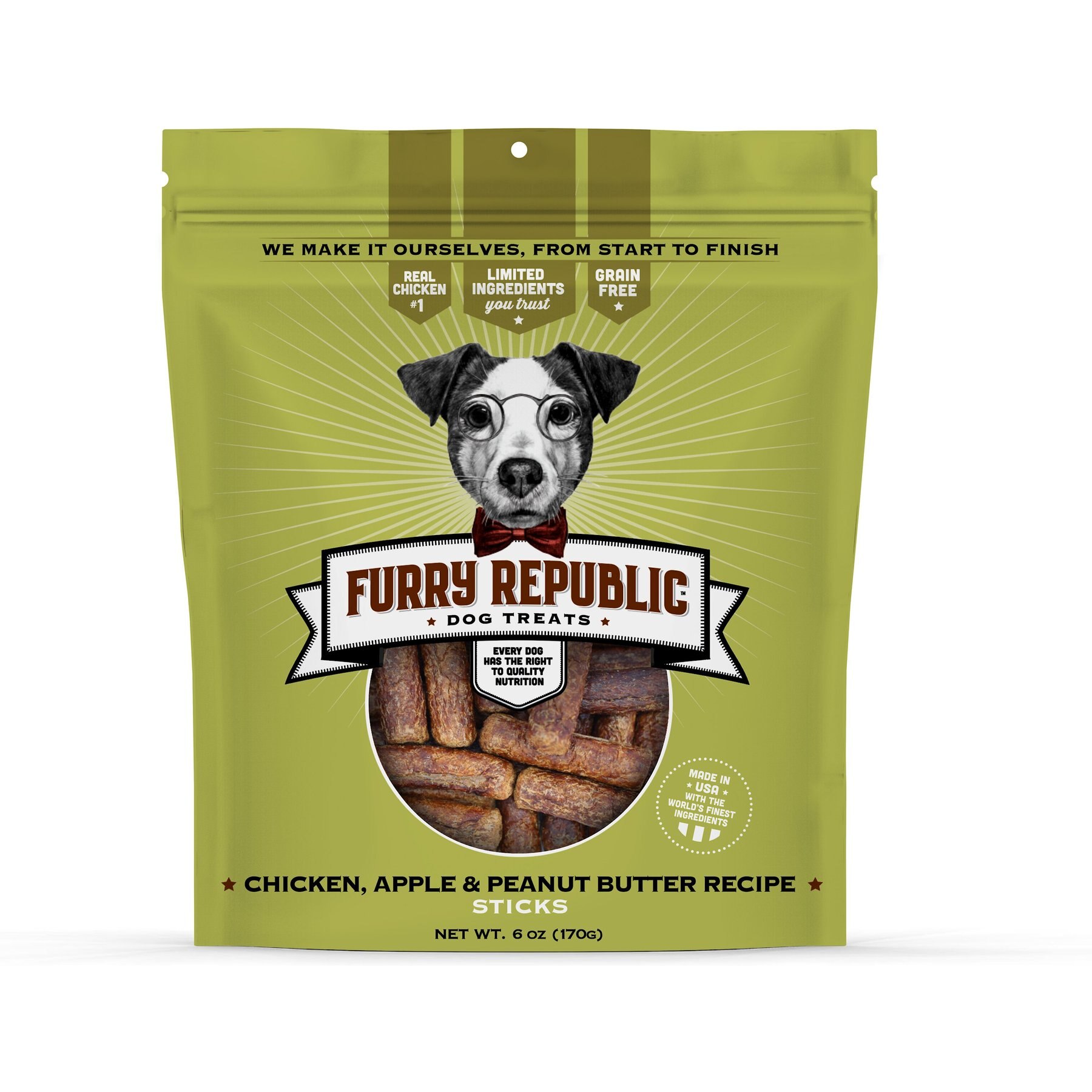 Furry Republic Sticks Chicken, Apple & Peanut Butter Recipe Grain-Free Dog Treats