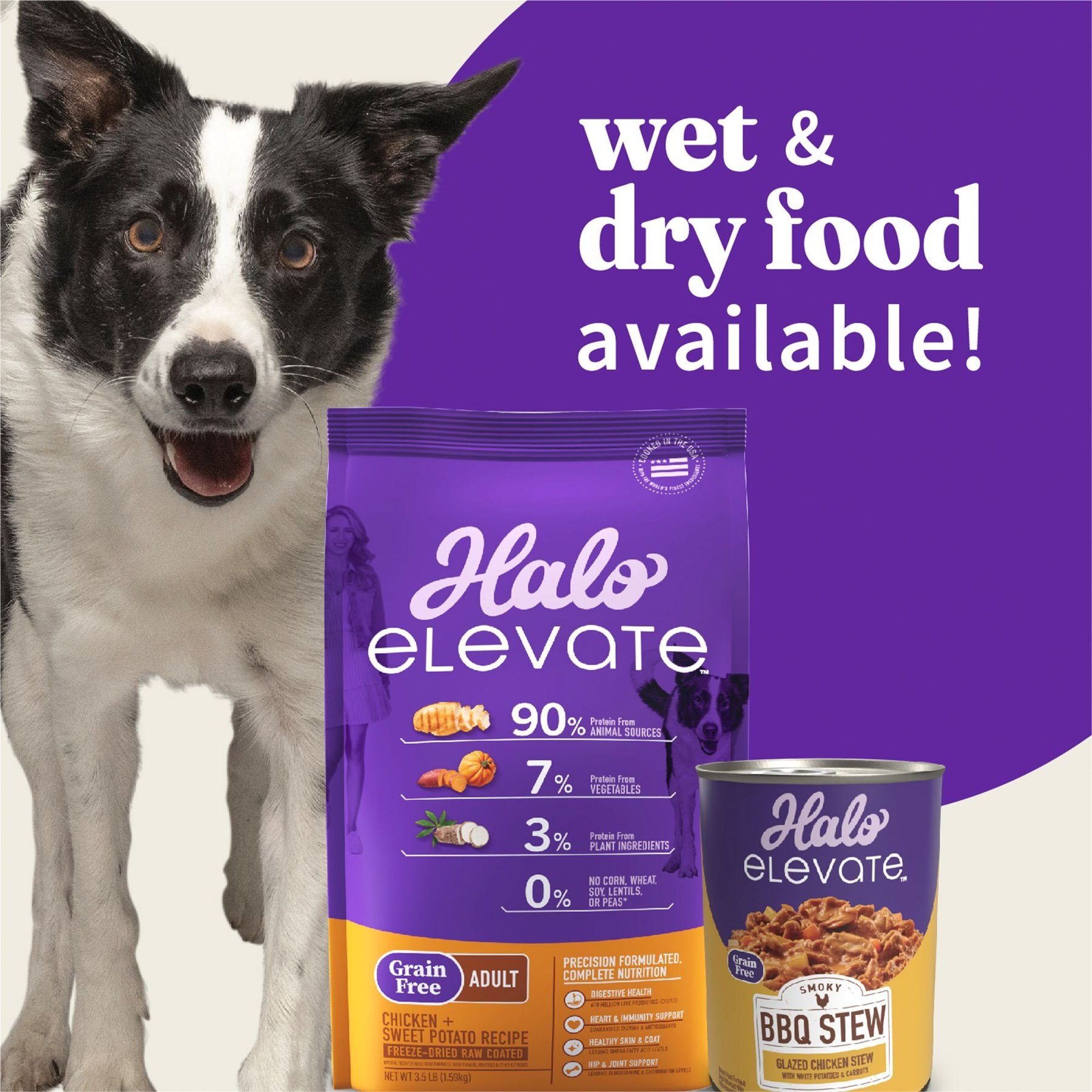 Halo Elevate Homestyle Bone-In Chicken Stew with Pumpkin & White Potatoes Grain-Free Wet Dog Food, 12.7-oz can, case of 6