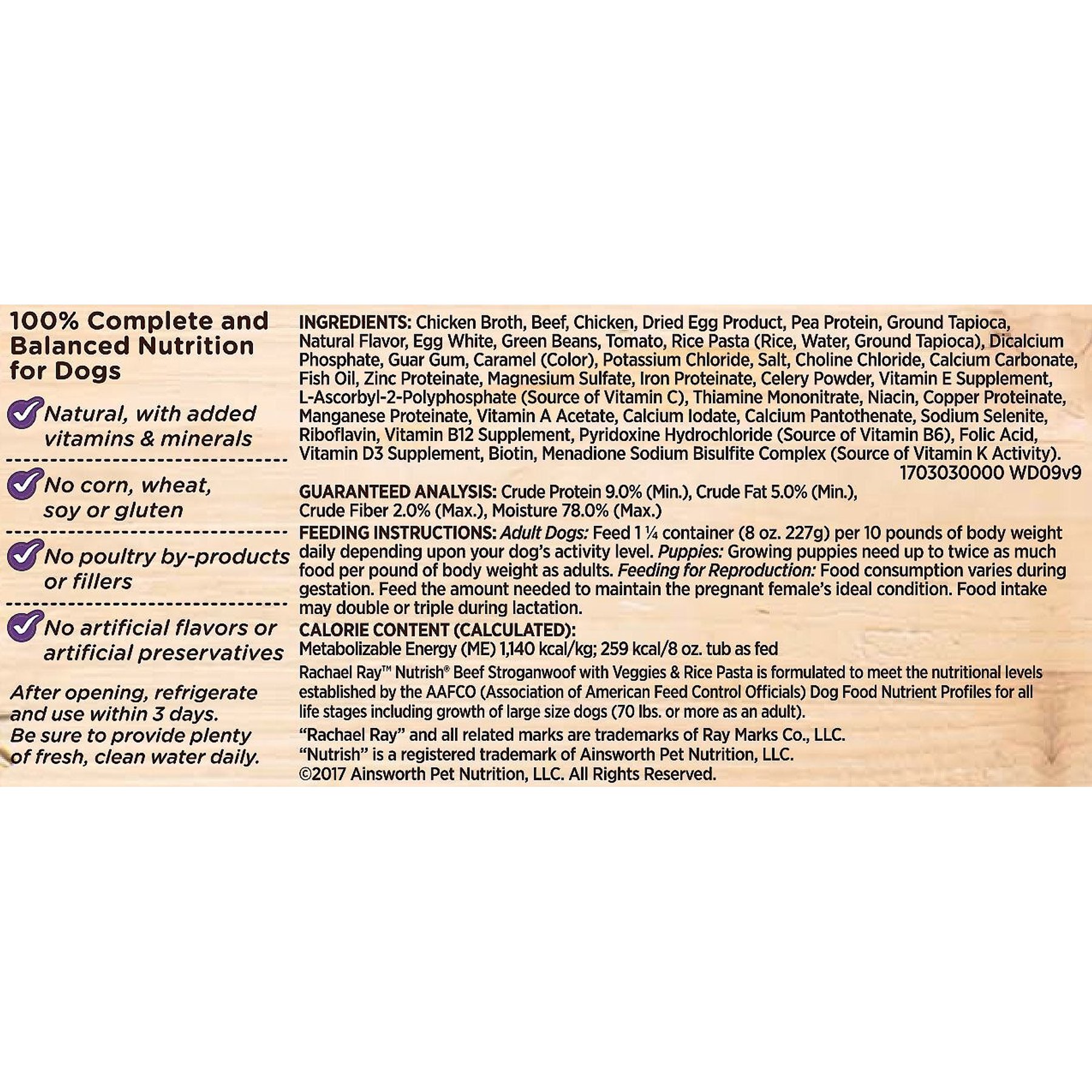 Rachael Ray Nutrish Natural Beef Stroganwoof Natural Wet Dog Food