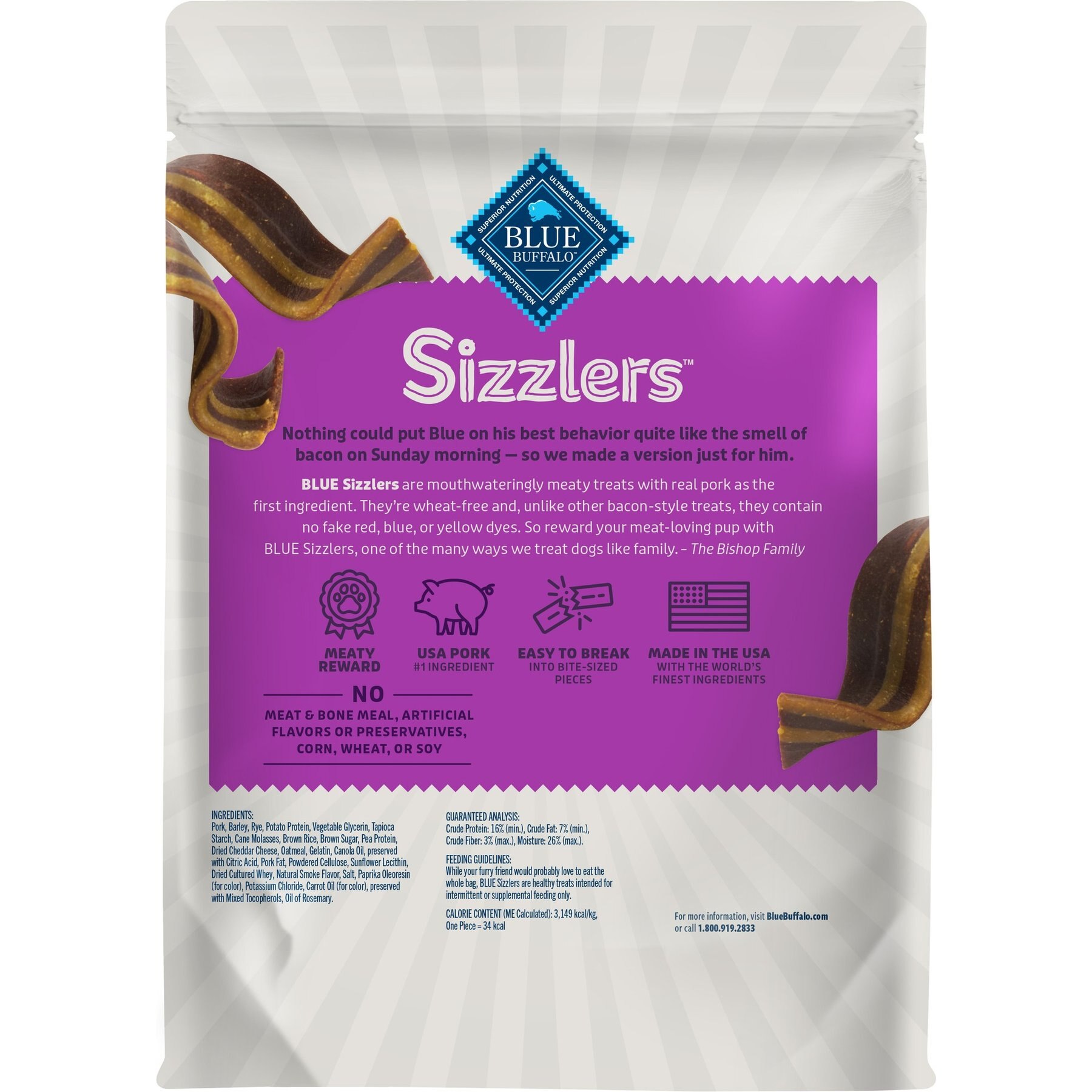 Blue Buffalo Sizzlers with Real Pork Bacon-Style Dog Treats