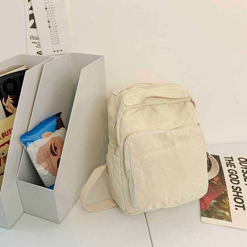 Lazy style artistic backpack for female high school students, washed canvas backpack, small backpack, casual travel bag