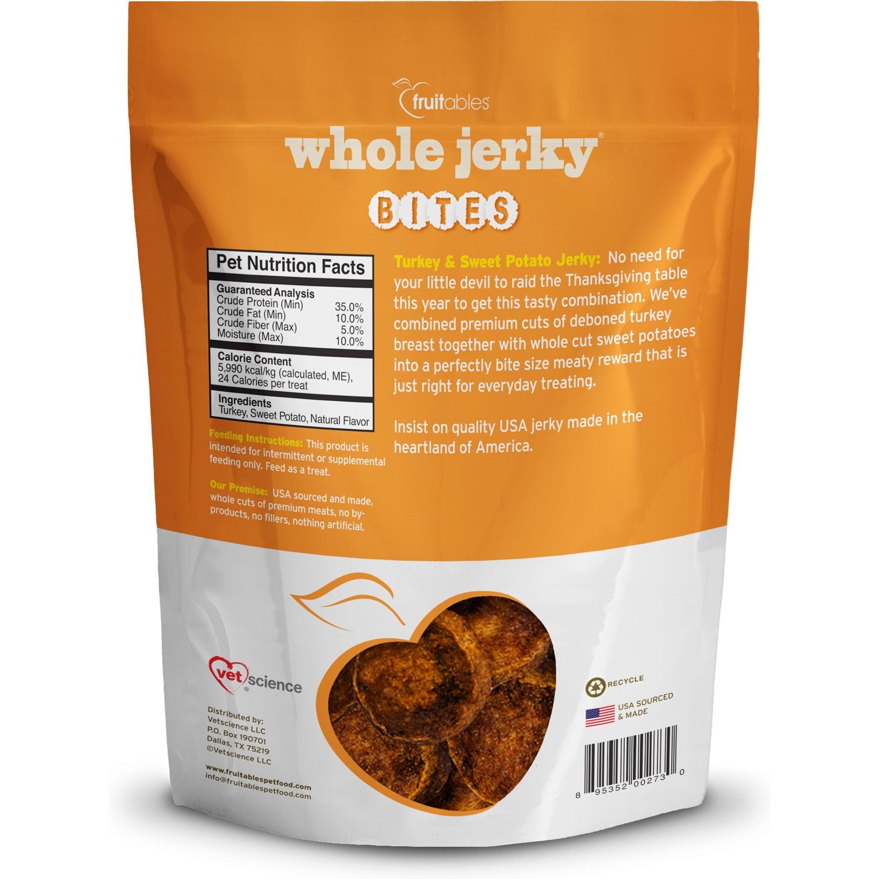 Fruitables Whole Jerky Bites Turkey & Sweet Potato Dog Treats