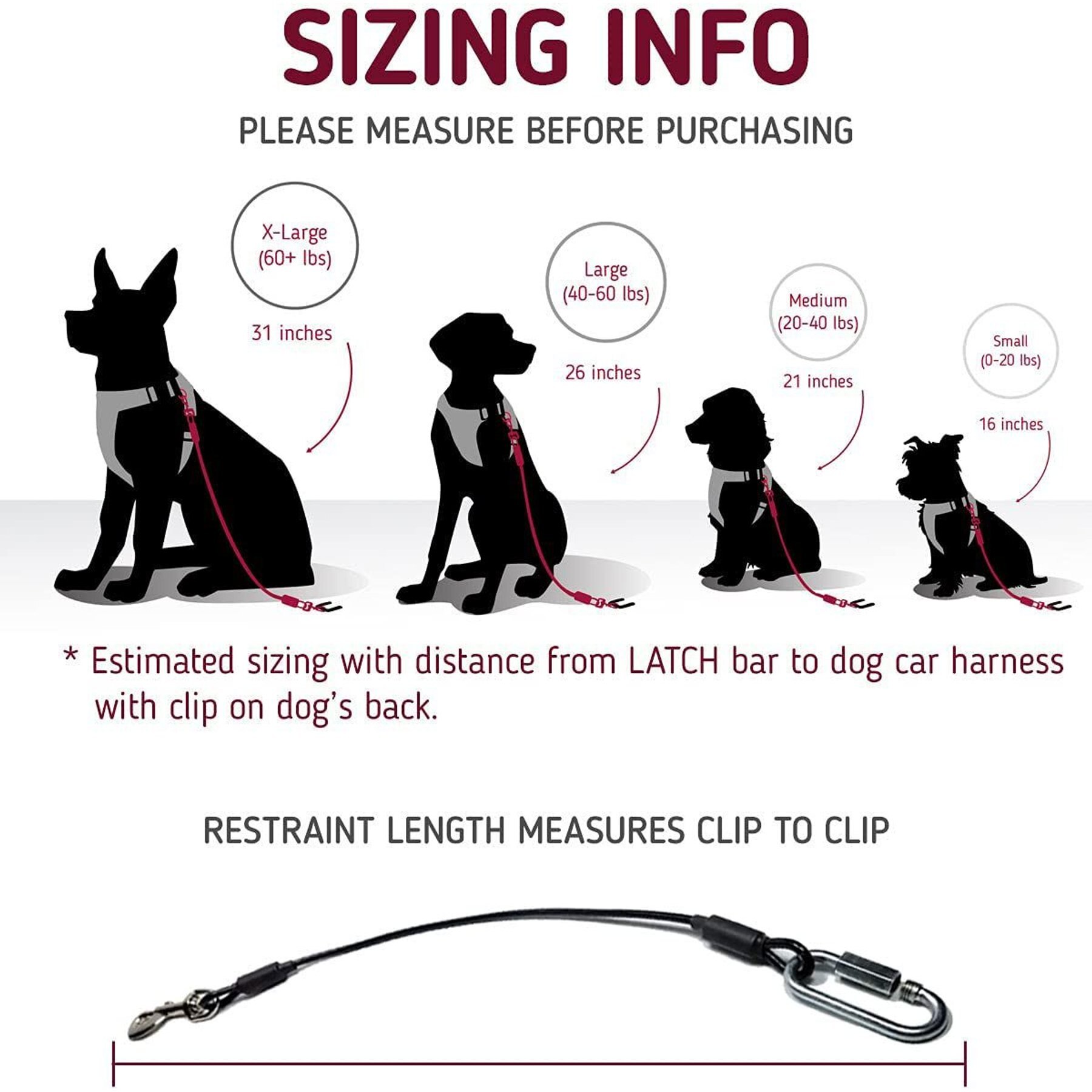 Leash Boss Heavy Duty No-Chew Dog Car Restraint Seatbelt