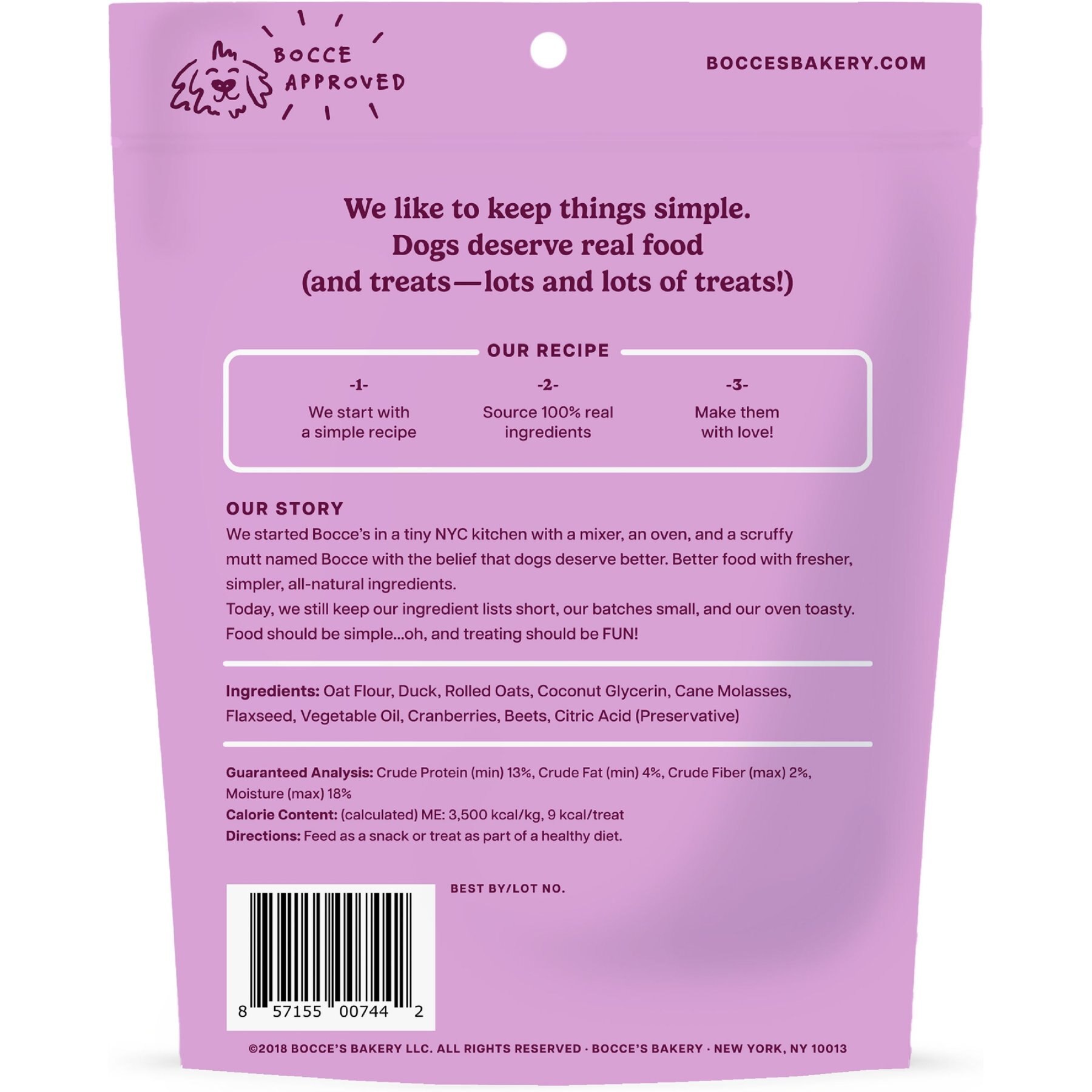 Bocce's Bakery Soft & Chewy Duck Recipe Dog Treats