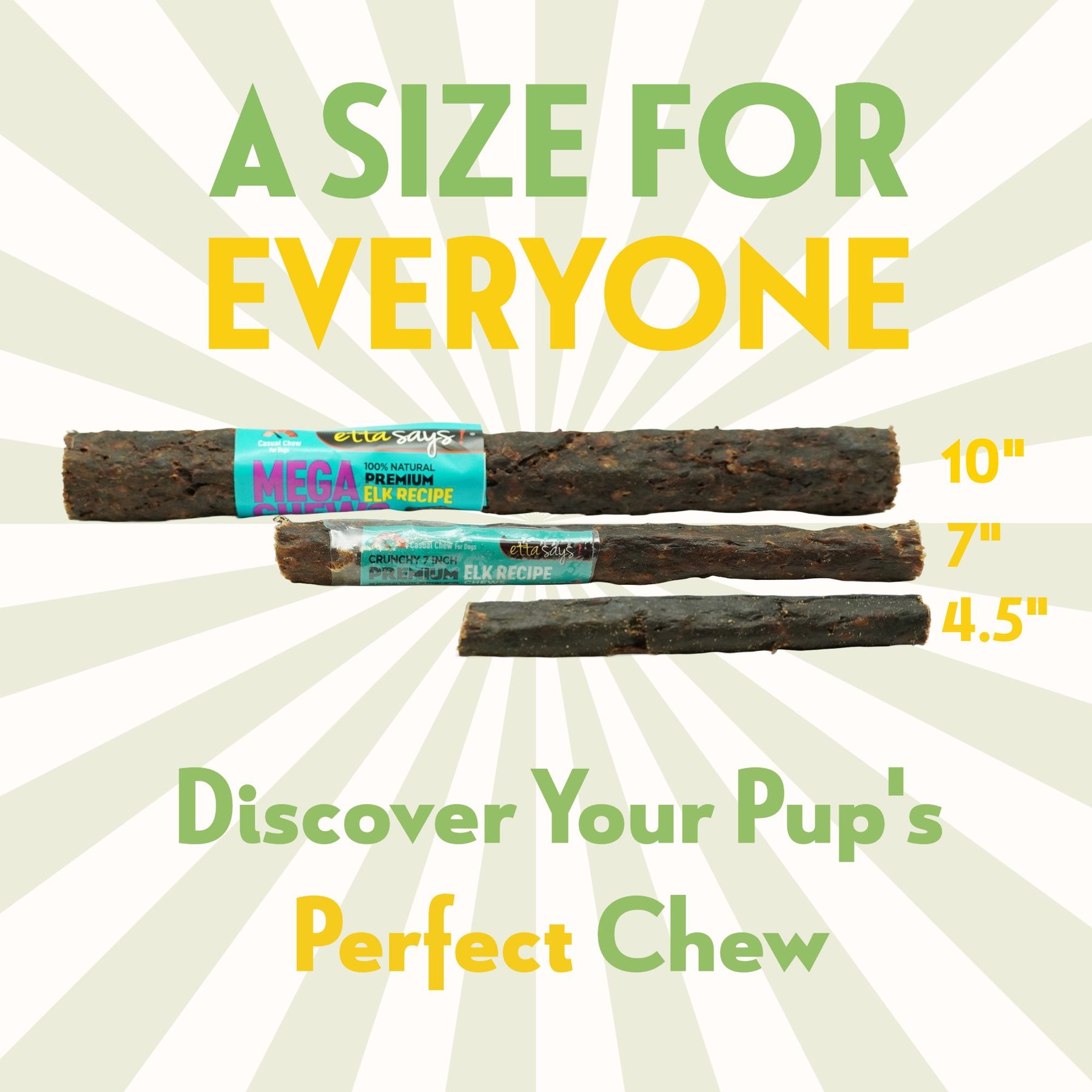 Etta Says! Premium 4" Deer Recipe Crunchy Dog Chews, 36 count