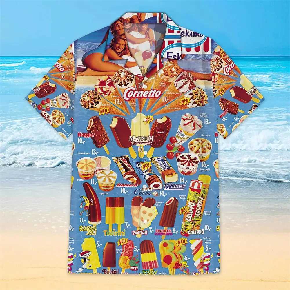 Haiian Shirt For Men Casual Short Sve Ice Pattern Print 3d Summer Oversize Clothing Beach Trip Spanish ShirtsXJ241120