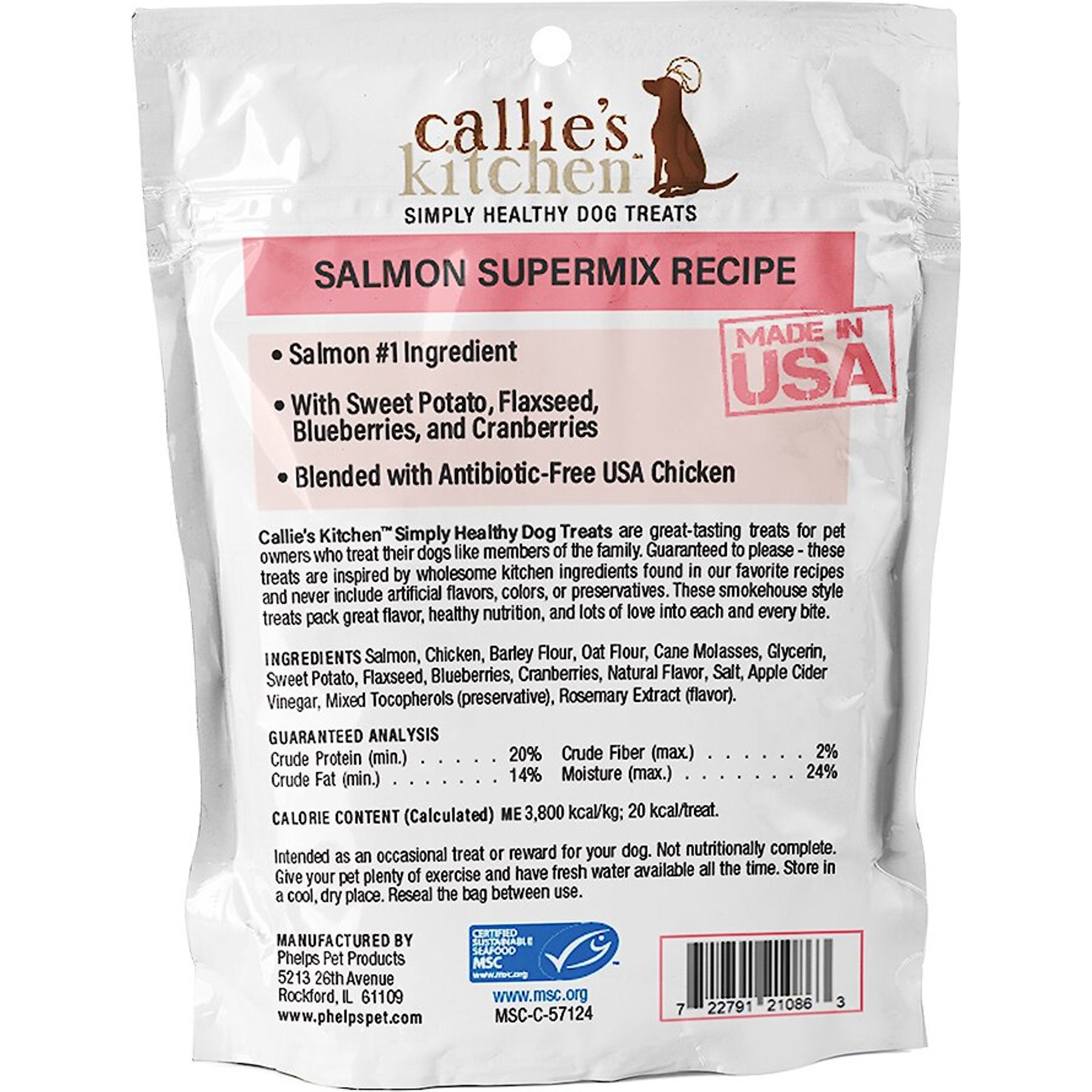 Callie's Kitchen Salmon Supermix Recipe Dog Treats, 4-oz bag