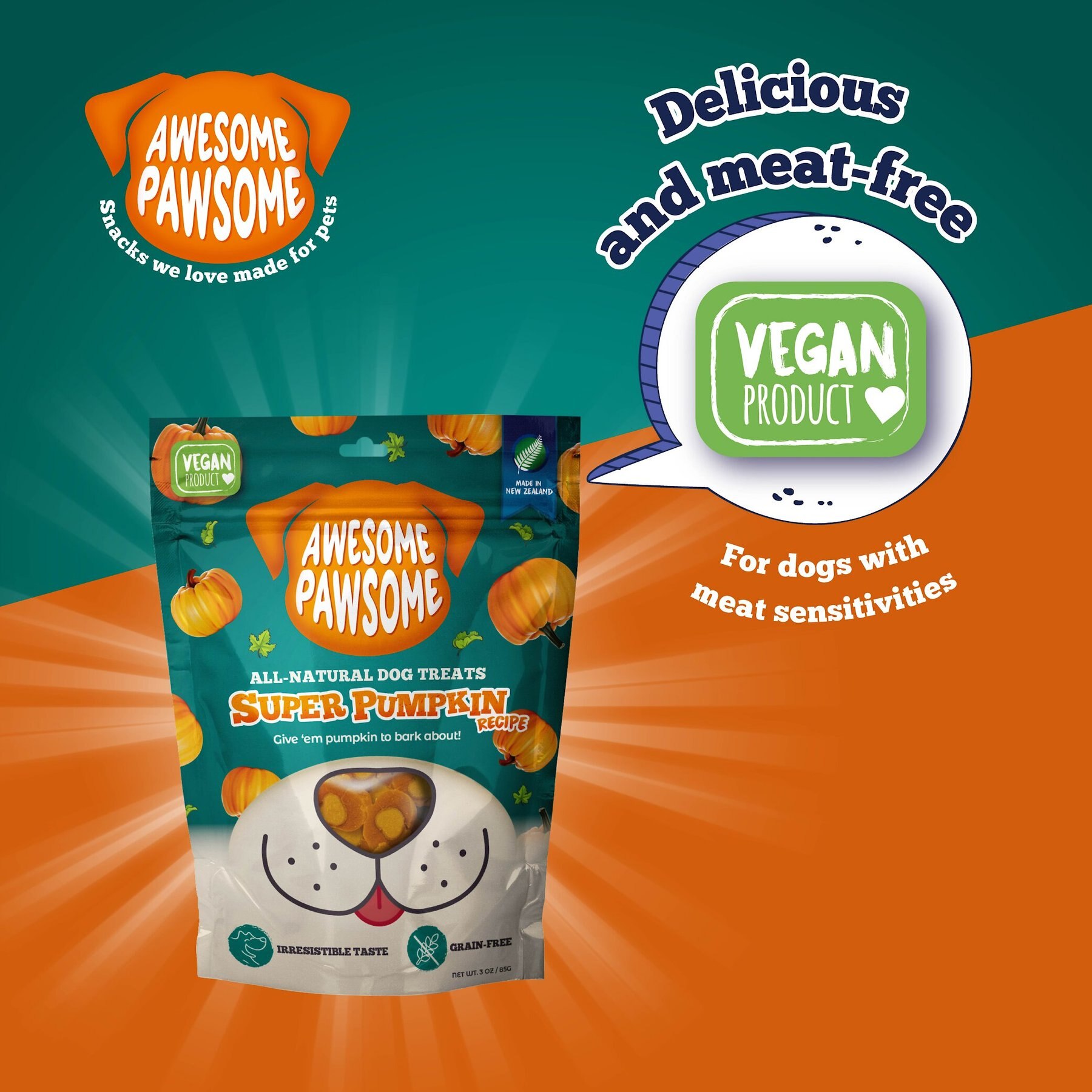 Awesome Pawsome Super Pumpkin Recipe Dog Treats, 3-oz bag