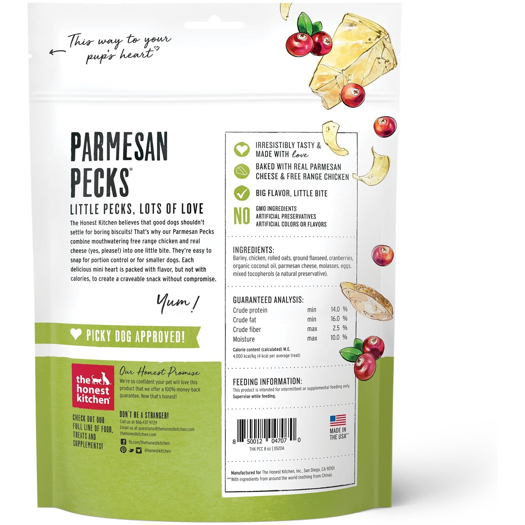 The Honest Kitchen Parmesan Pecks Chicken, Parmesan & Cranberry Recipe Dog Treats