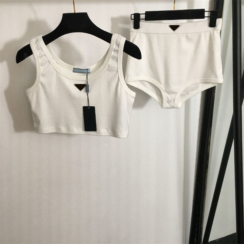 Womens Summer two pcs tracksuits gym sets fashion designer sexy cropped tank tops with short pants women tights outdoor sport clothes