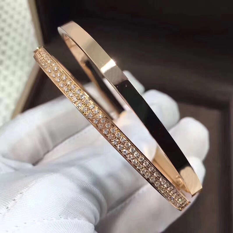 stainless steel jewelry bracelet designer for women screw bracelets with screwdriver 18K gold 925 sterling silver plated 4mm wide 2 row diamond fine jewelry gift