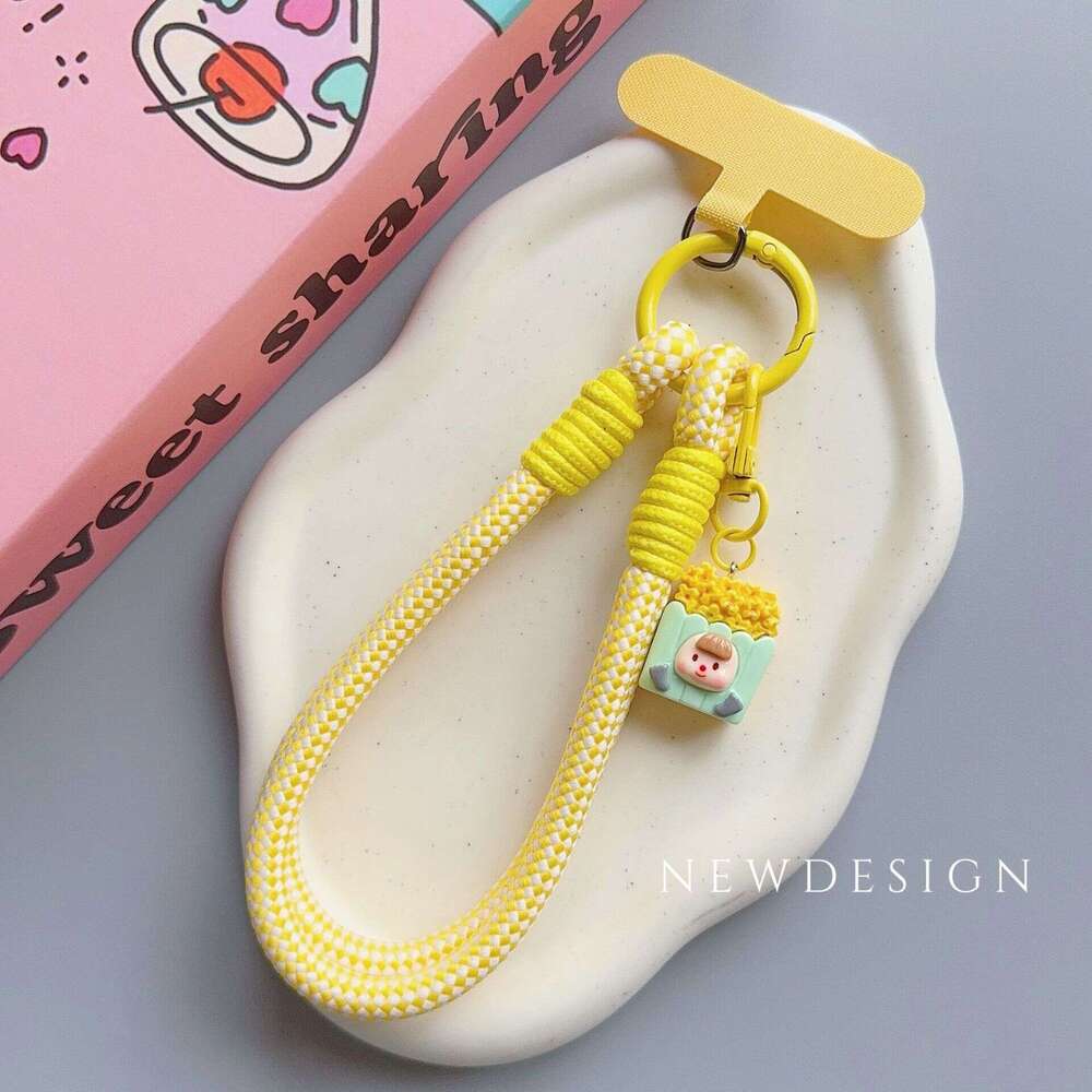Suitable for the new creative cartoon phone case universal and versatile thick short rope, hand-held chain, doll card anti lost rope