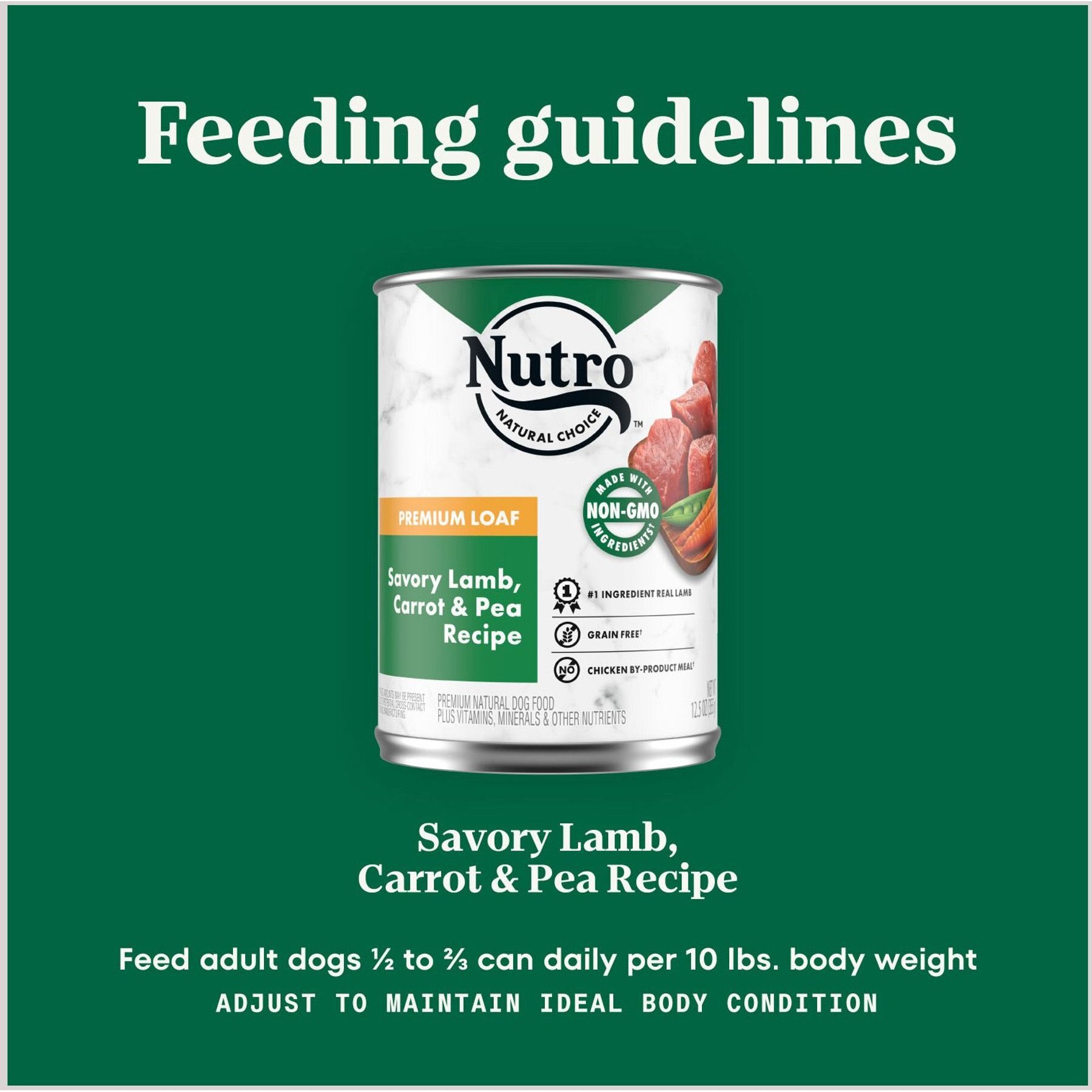 Nutro Premium Loaf Savory Lamb, Carrot & Pea Recipe Grain-Free Adult Canned Wet Dog Food