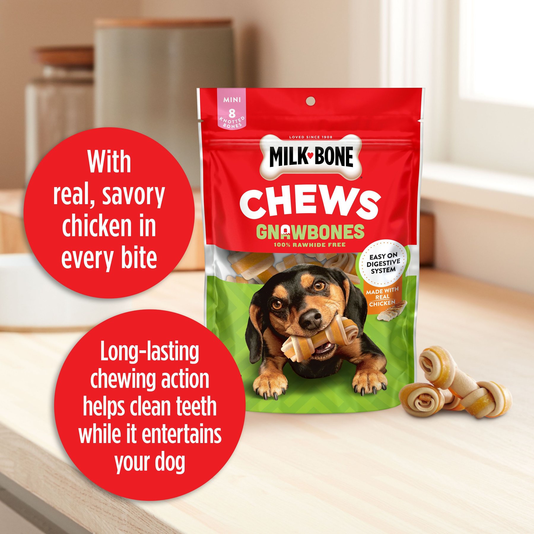 Milk-Bone Gnaw Bones Mini Chicken Flavored Bone Dog Treats