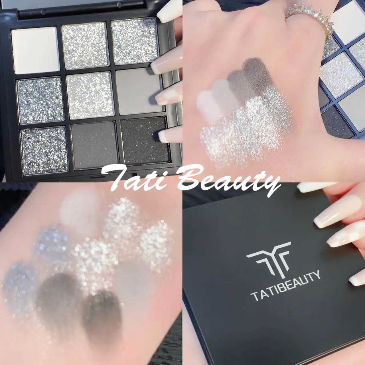 9 Color Smokey Shimmer Eyeshadow Matte Glitter Palette Sequin Eye Shadow Makeup Palette Cool Toned Gray Black Eye Pigment PaletteXJ250520