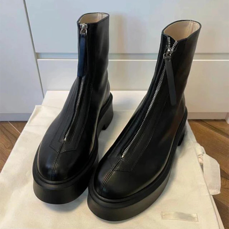 Women's High Ankle Thick Bottom 2025 Autumn And Winter Zipper Marten Shoes Short Boots