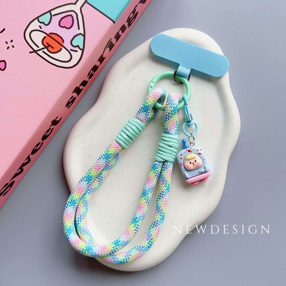 Suitable for the new creative cartoon phone case universal and versatile thick short rope, hand-held chain, doll card anti lost rope