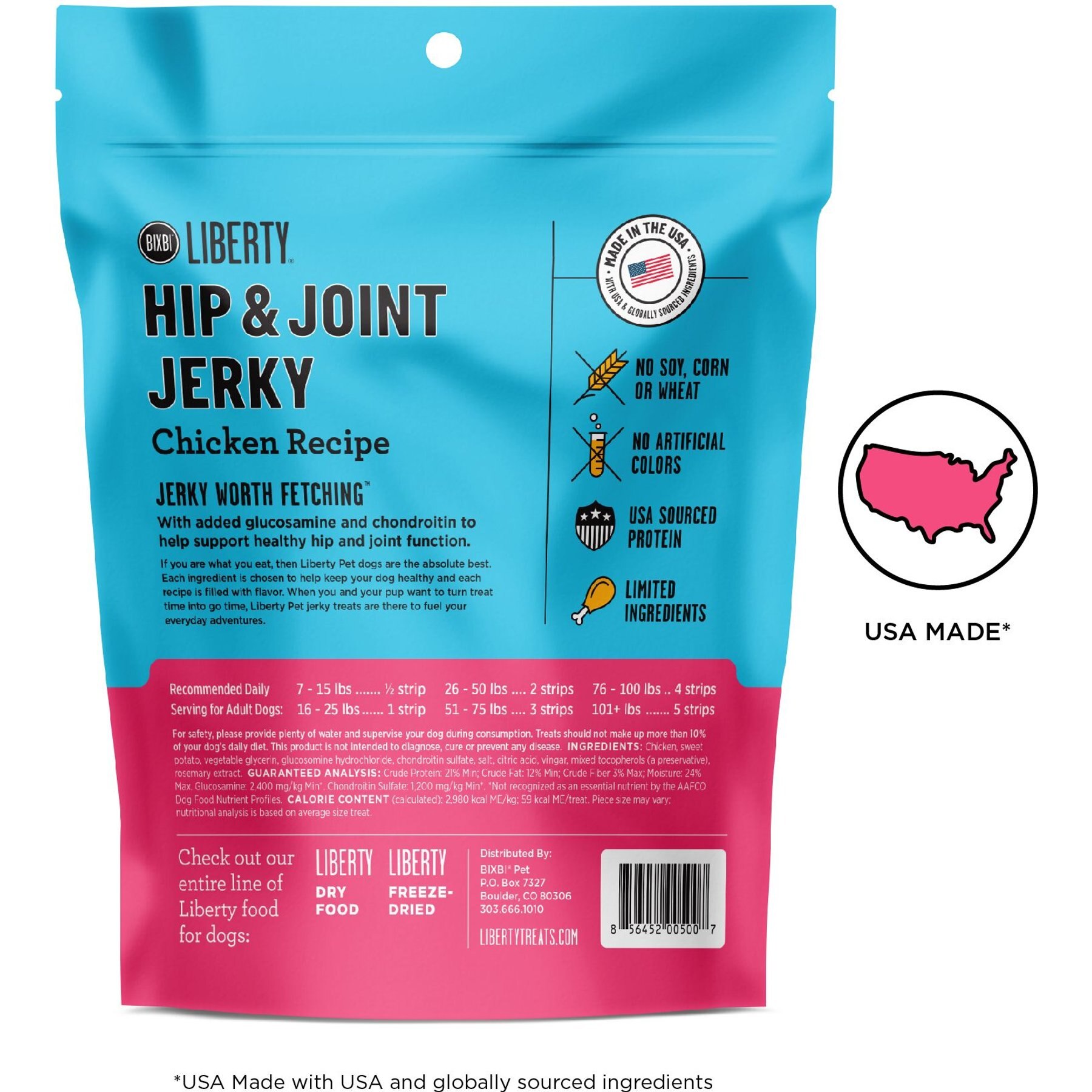 BIXBI Liberty Hip & Joint Chicken Jerky Grain-Free Dog Treats