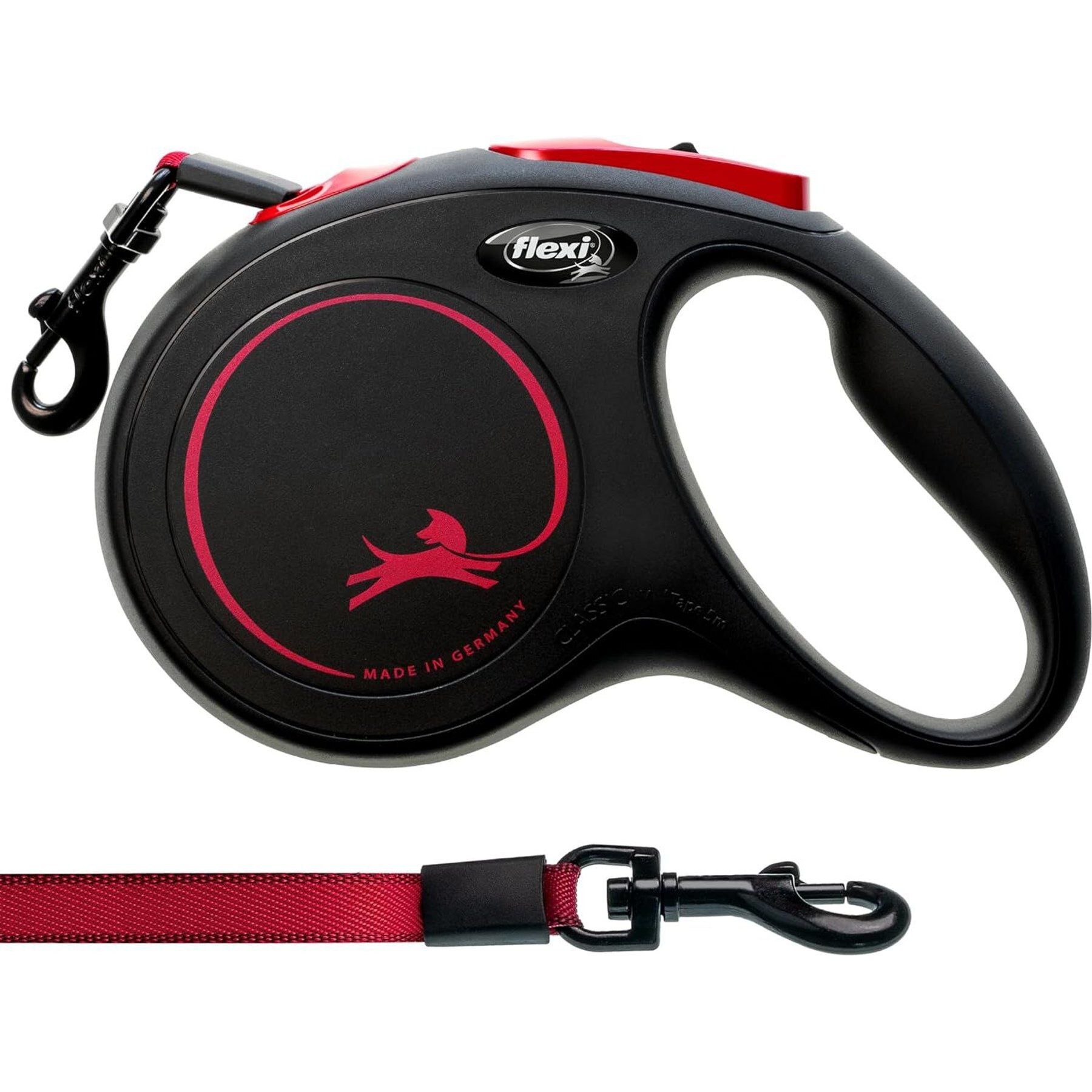 Flexi New Classic Plastic Retractable Dog Leash, Black Fire, Medium: 16-ft long, 0.8-in wide