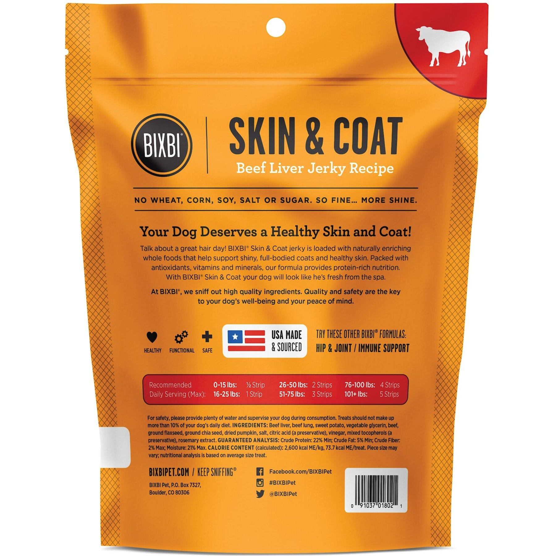 BIXBI Skin & Coat Beef Liver Jerky Dog Treats