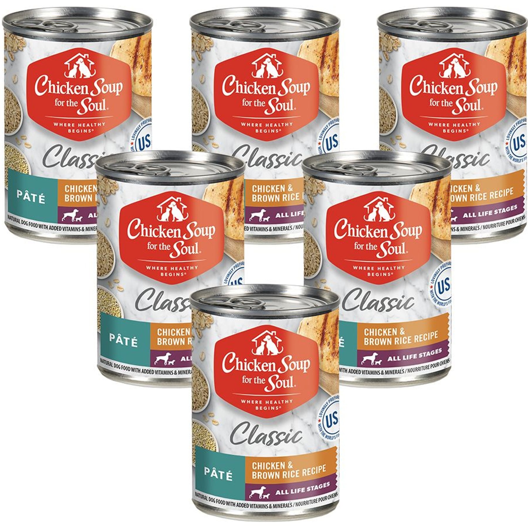 Chicken Soup for the Soul Classic Pate Chicken & Brown Rice Recipe Canned Dog Food