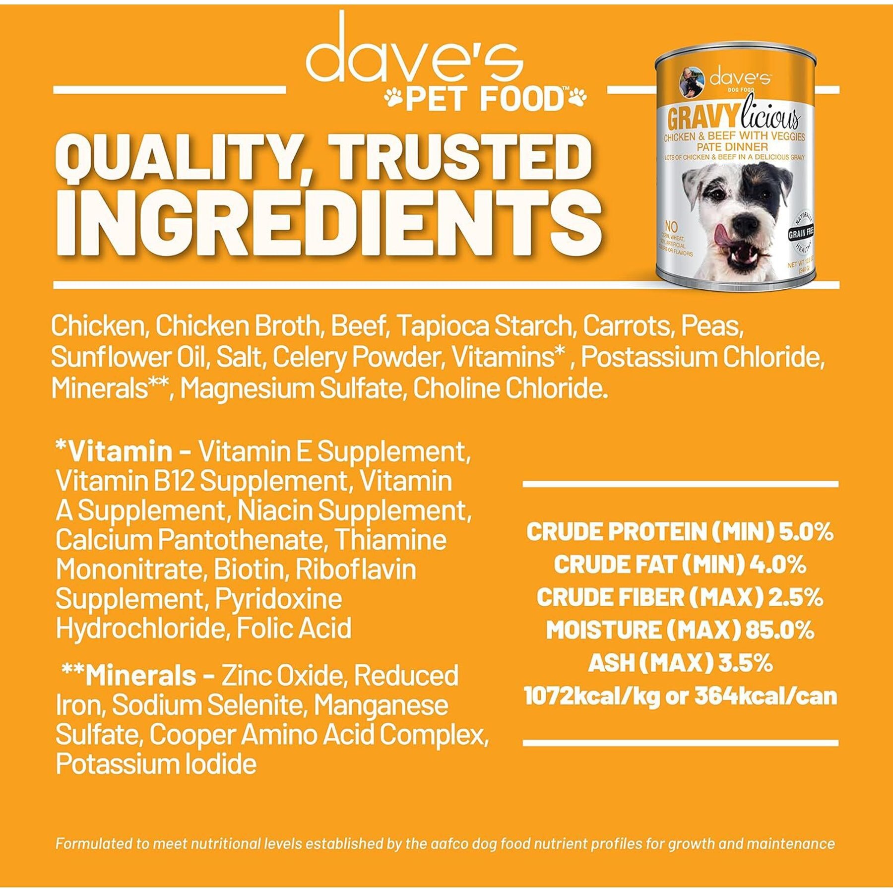 Dave's Pet Food Gravylicious Chicken & Beef with Veggies Grain-Free Canned Wet Dog Food, 12-oz can, case of 12
