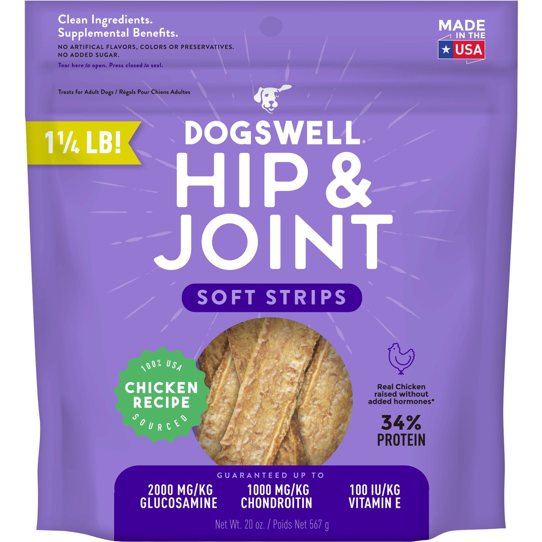 Dogswell Soft Strips Hip & Joint Chicken Recipe Grain-Free Dog Treats