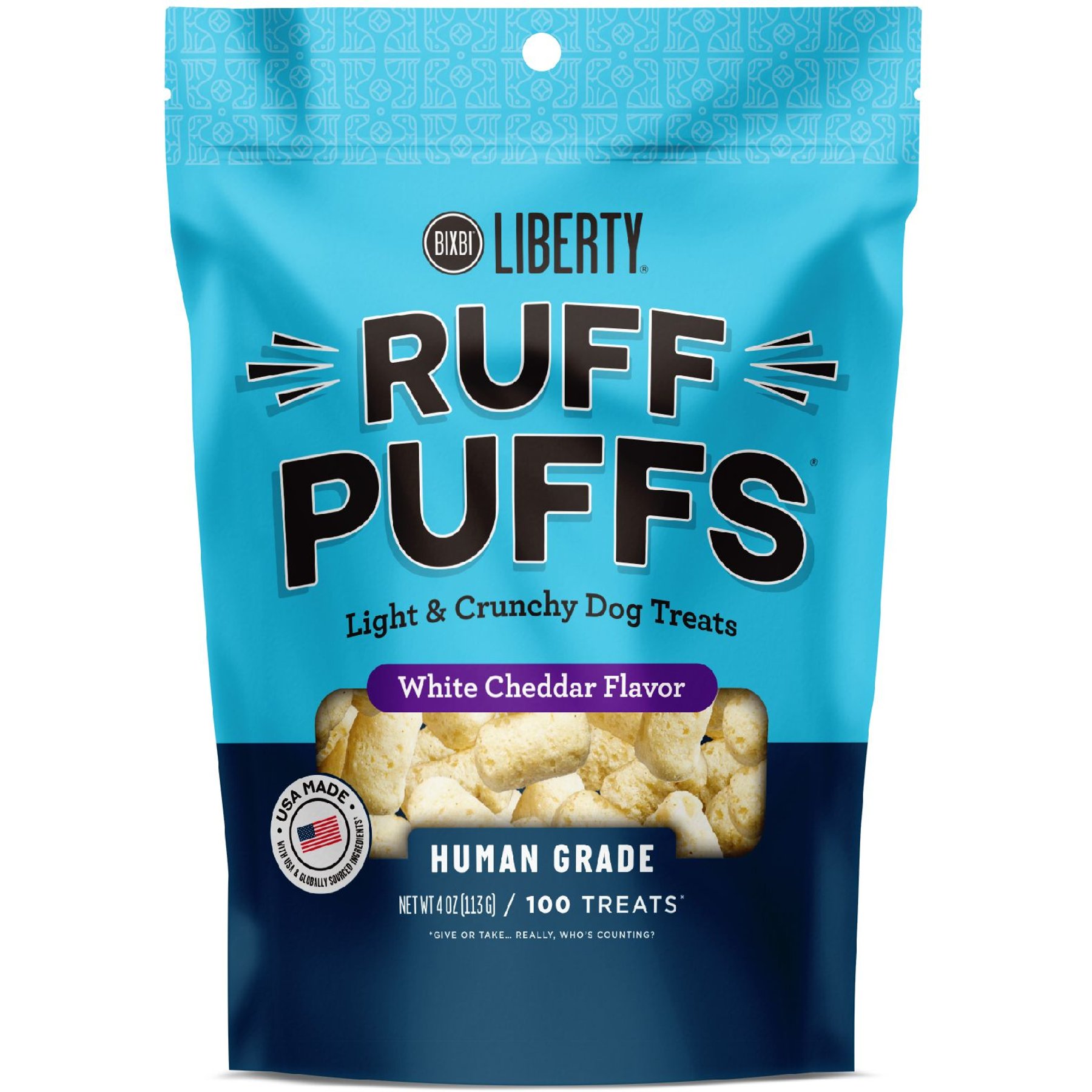 BIXBI Liberty Ruff Puffs Chicken-Free White Cheddar Flavor Dog Treats