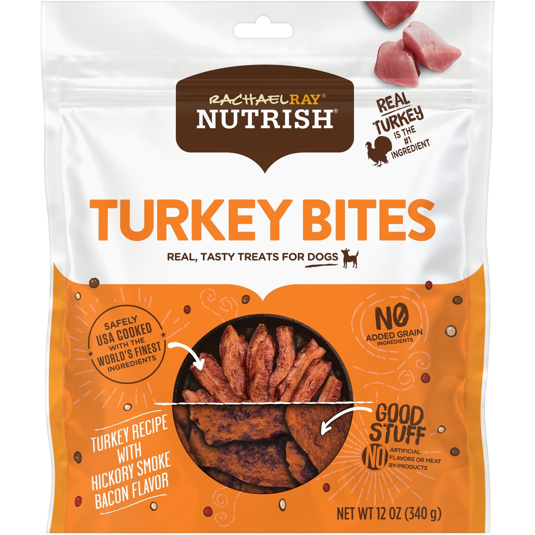 Rachael Ray Nutrish Turkey Bites Hickory Smoke Bacon Recipe Grain-Free Dog Treats