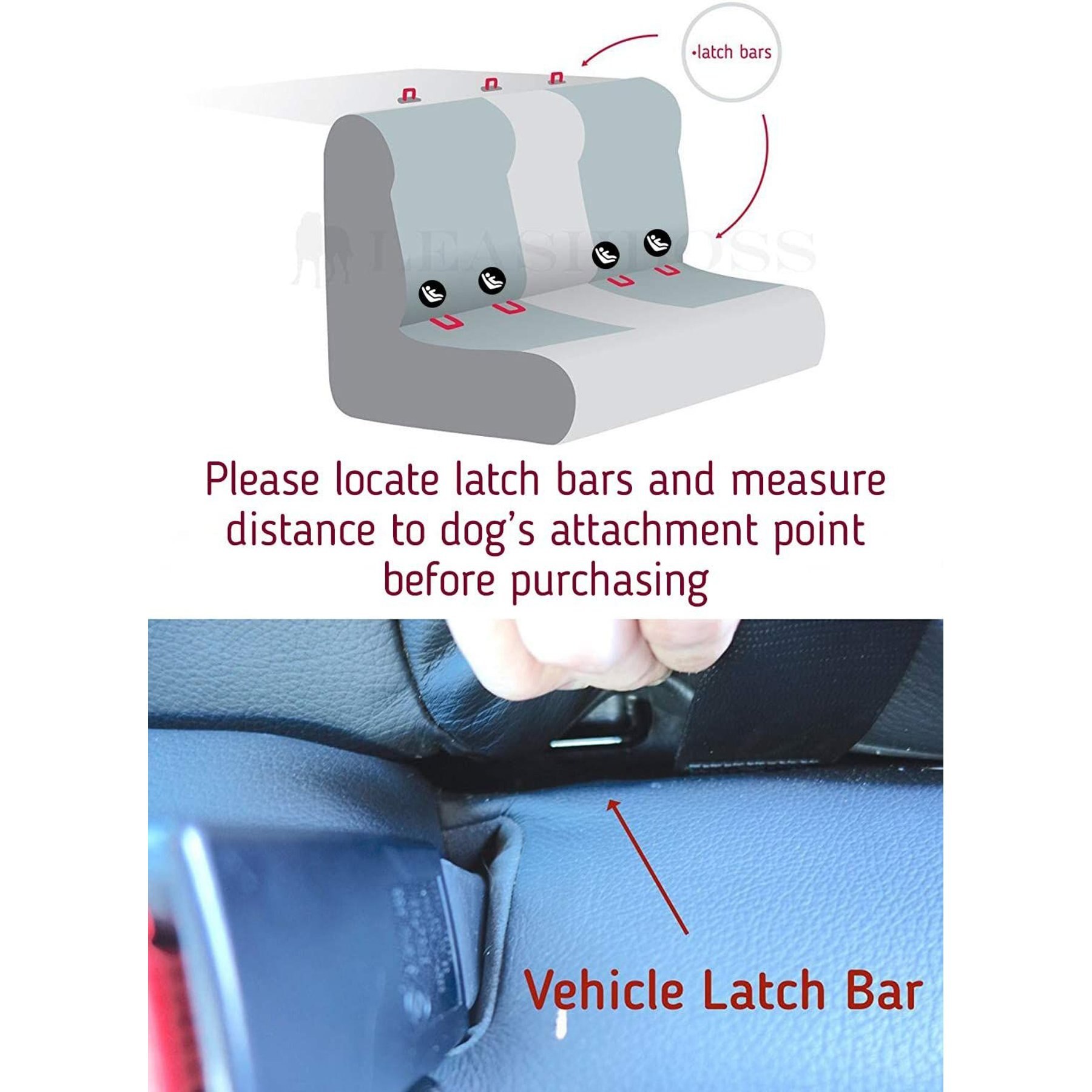 Leash Boss Heavy Duty No-Chew Dog Car Restraint Seatbelt