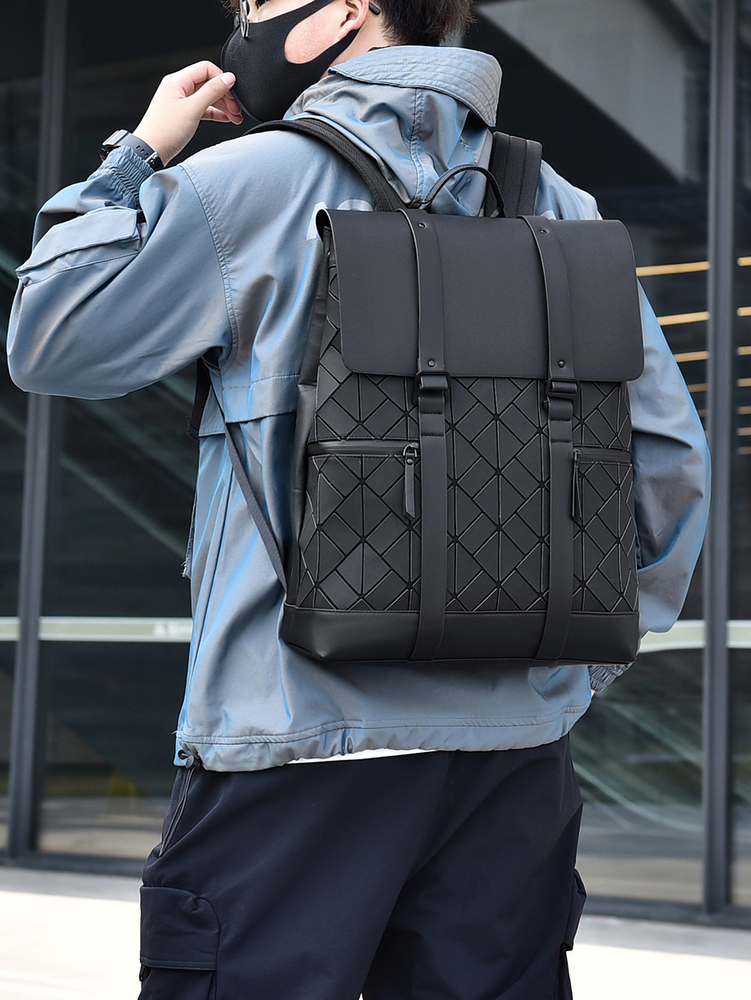 VC Fashion Men's Flip Cover Large Capacity Designer Travel Backpack For Male College Students Simple Backpack