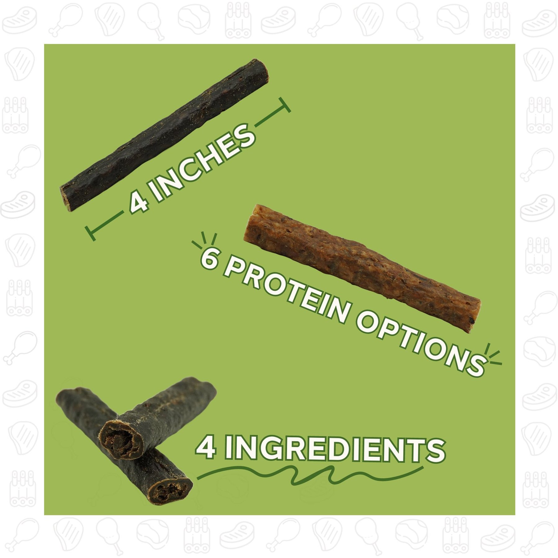 Etta Says! Premium 4" Elk Recipe Crunchy Dog Chews, 36 count