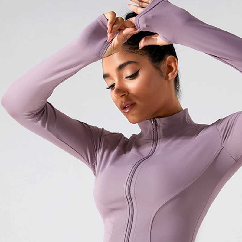 Zippers Sports Jackets for Women Yoga T-shirts Fit Coat Casual Long Sleeve Gym Tops Tight Clothing Slimming Running BlousesXJ250228