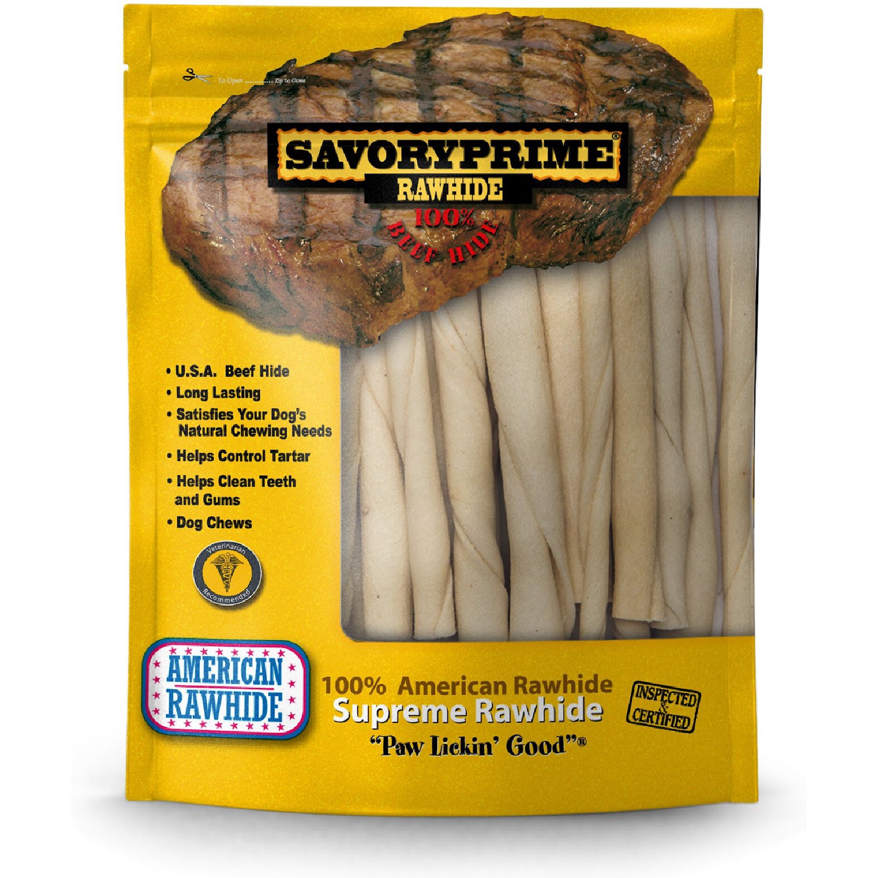 Savory Prime White Rawhide Twists Dog Treats, 5-in