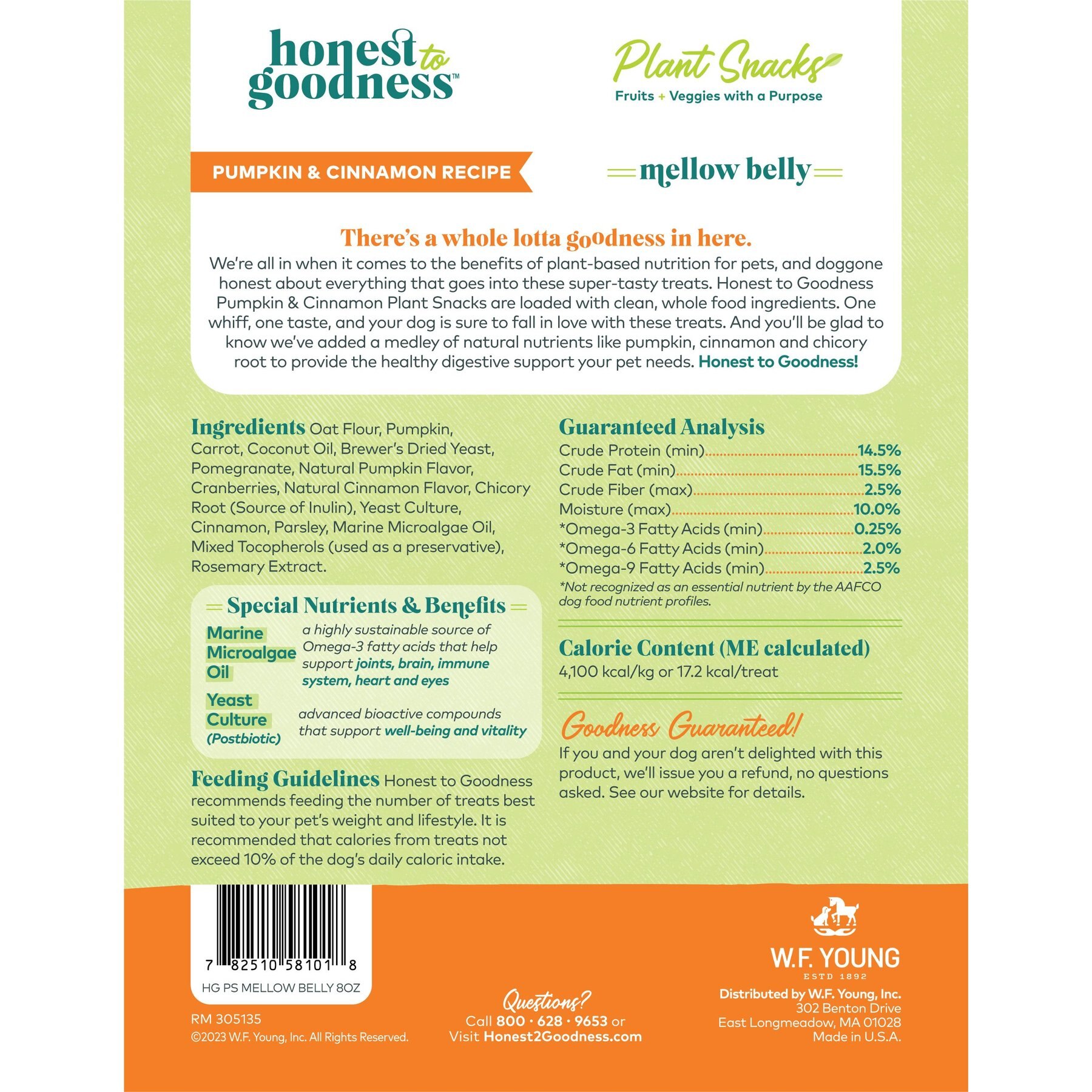 Honest To Goodness Plant Snacks Mellow Belly Pumpkin & Cinnamon Dog Treats, 8-oz bag