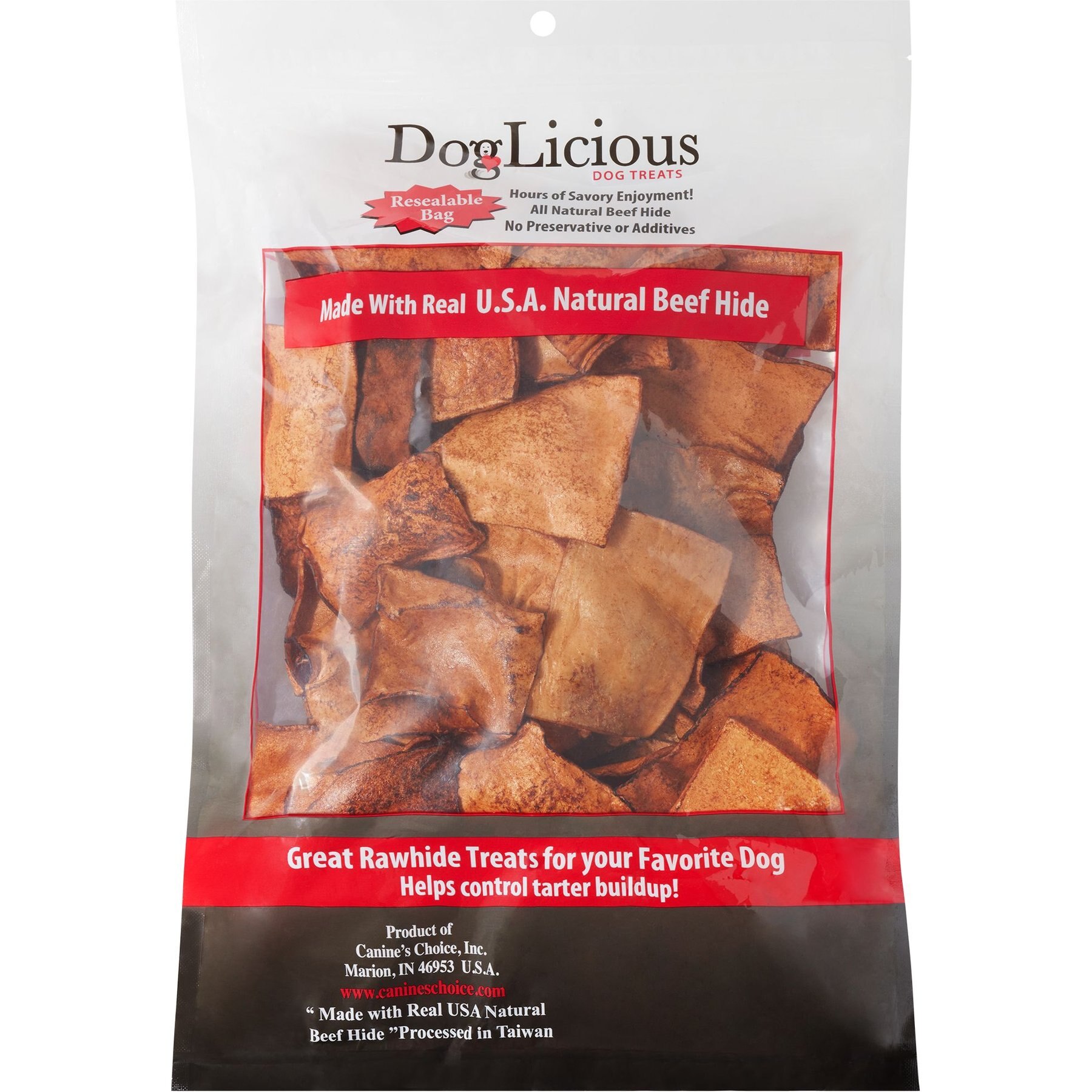 Canine's Choice DogLicious Beef Flavored Chips Rawhide Dog Treats, 1-lb bag