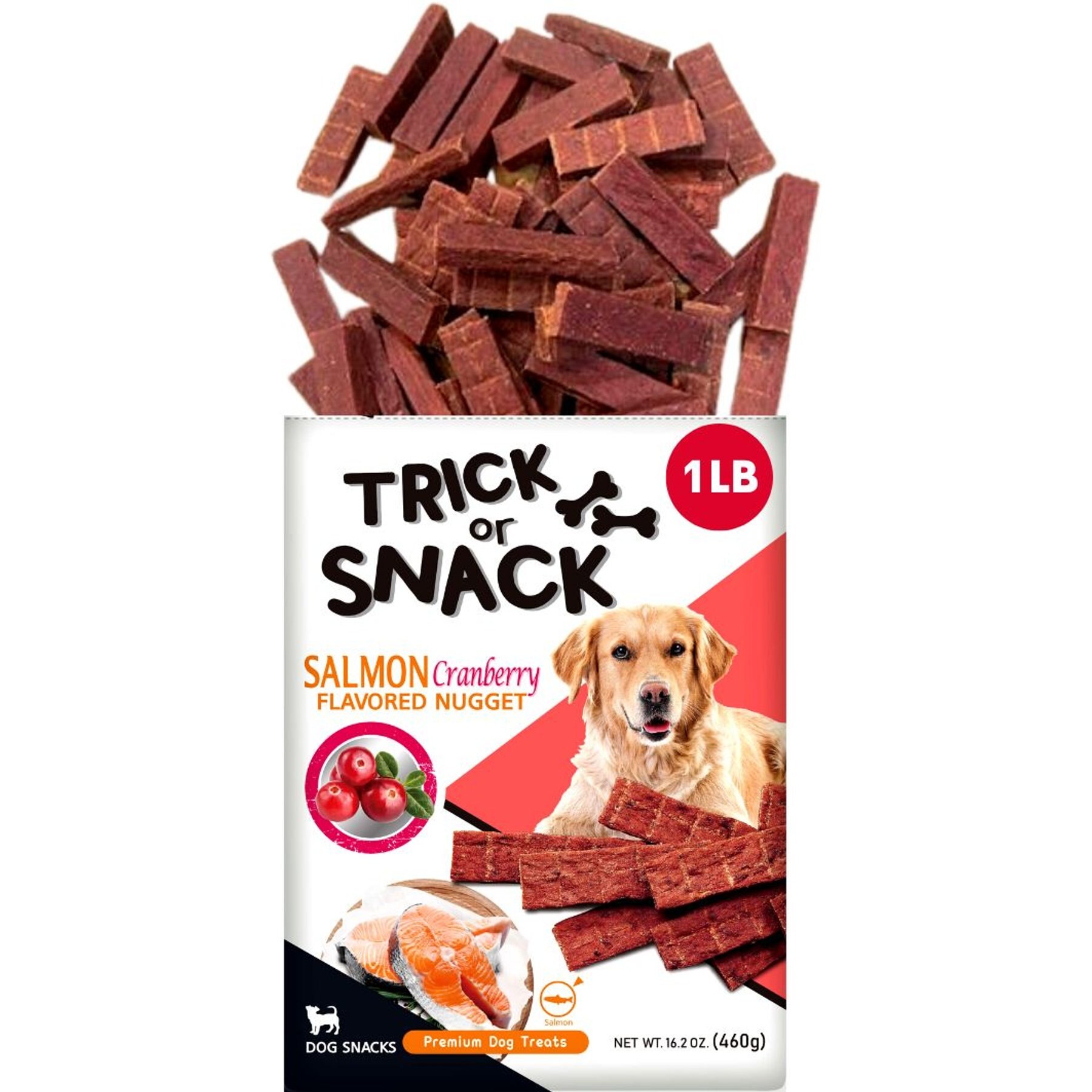 Trick or Snack Salmon & Cranberry Flavored Nugget Dog Treats, 1-lb bag