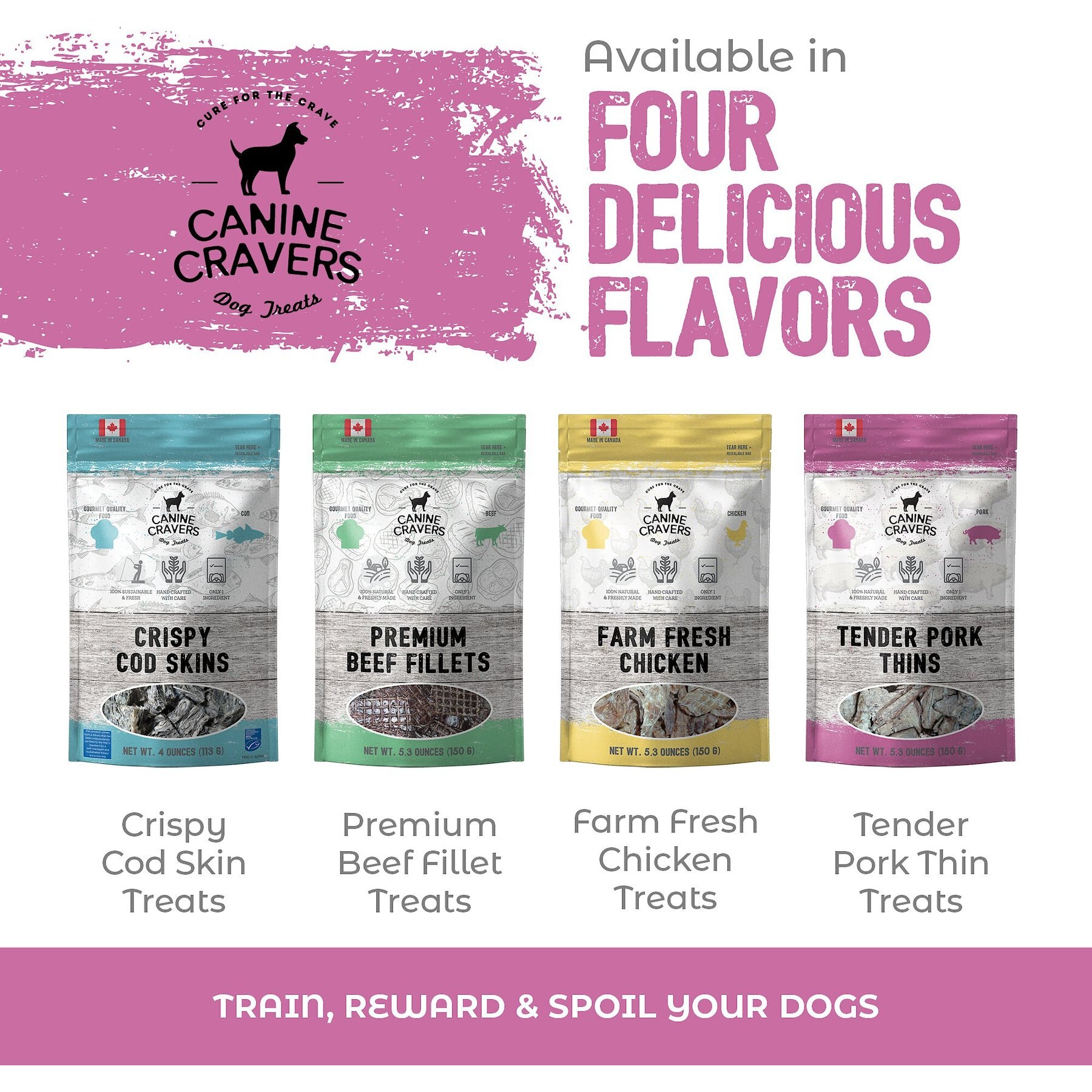 Canine Cravers Tender Pork Thins Dehydrated Dog Treats, 5.3-oz pouch