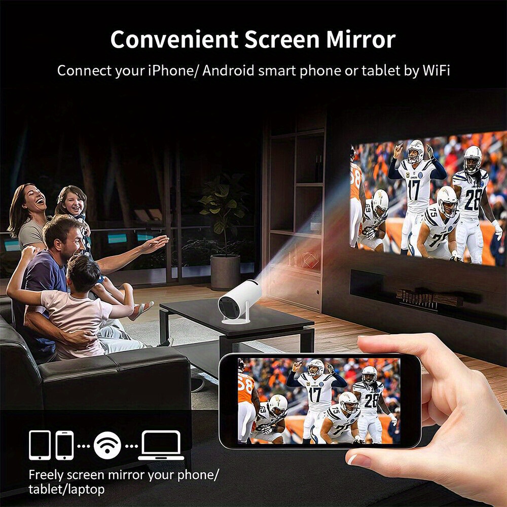 Portable HD Projector Support 4K Smart HD Projector Android 11. 0 Dual WIFI BT 5. 0 Mini Projector With Auto Keystone Correction 180 Adjust