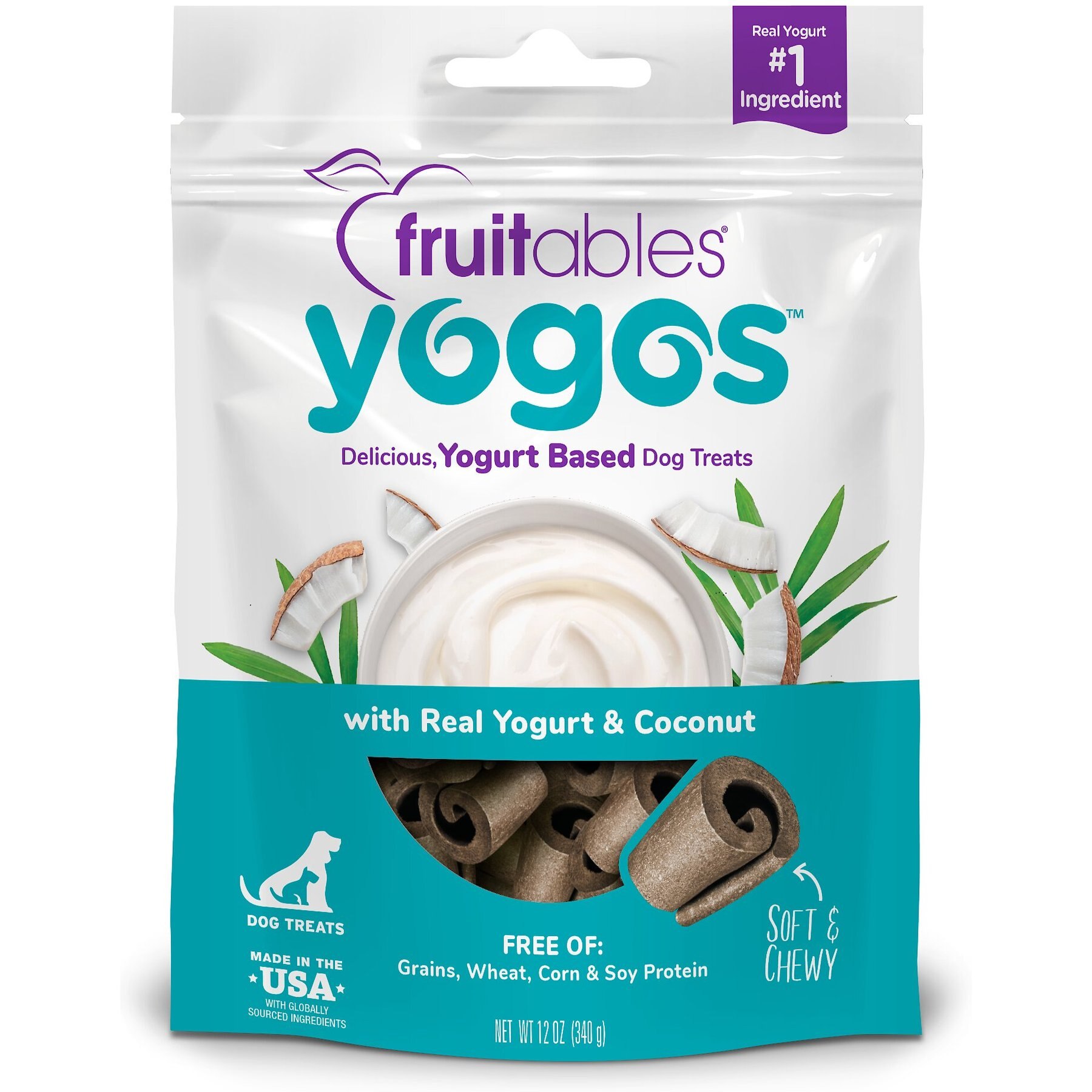 Fruitables Yogos Coconut Flavor Grain-Free Dog Treats, 12-oz pouch
